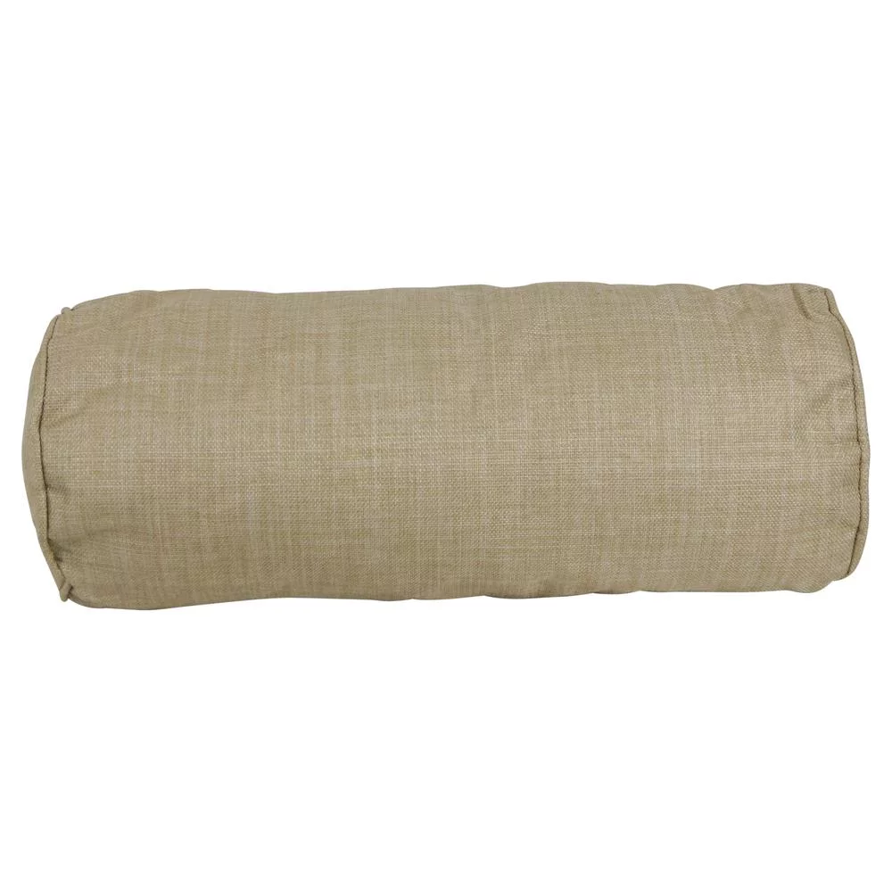 Blazing Needles  20 x 8 in. Double-Corded Spun Polyester Bolster Pillows with Inserts, Sandstone - Set of 2