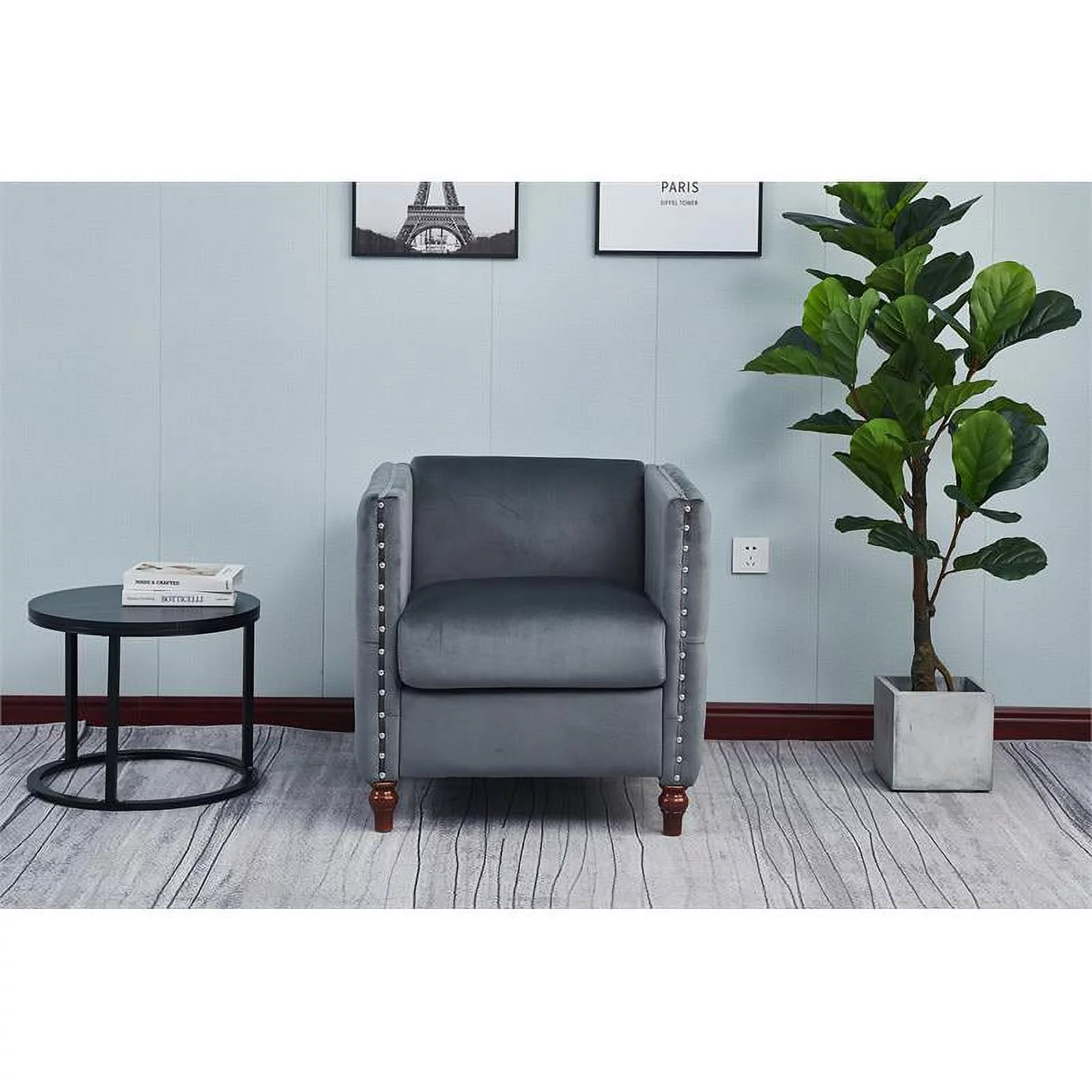 Home Square 2-Piece Set with Velvet Livingroom Loveseat and Chair in Gray