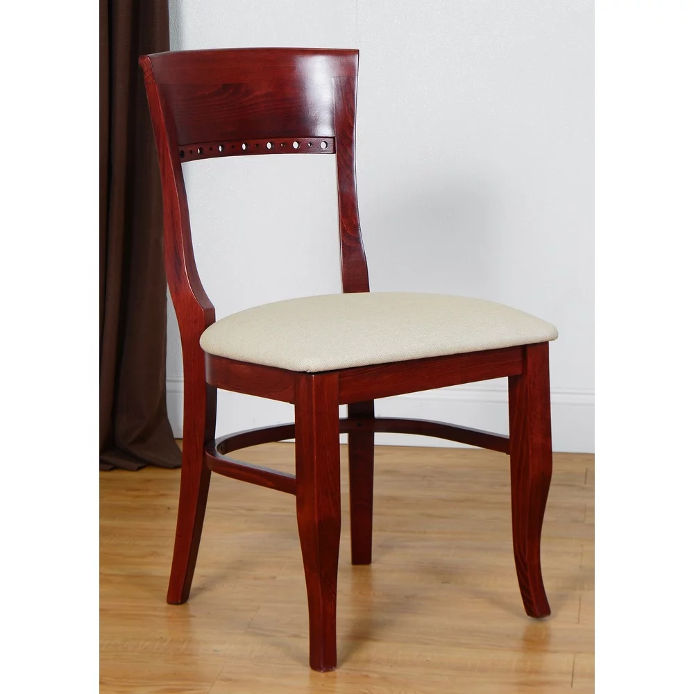 Beechwood Mountain LLC Biedermier Chairs (Set of 2) Mahogany Mahogany Finish Wood, Mahogany Upholstered Short Foam French Country, Modern &