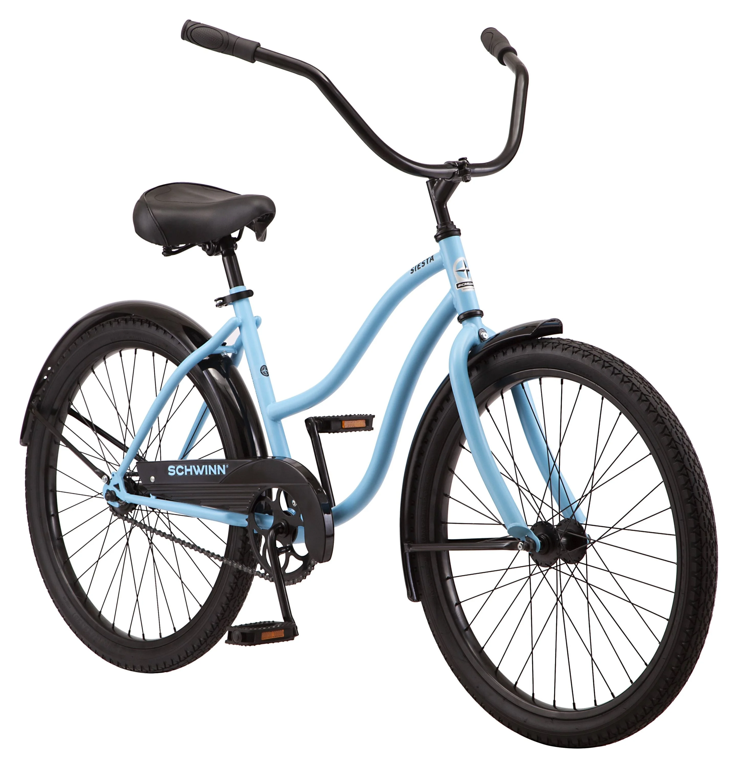 Schwinn Siesta cruiser bike, single speed, 24-inch wheels, sky blue, girls style
