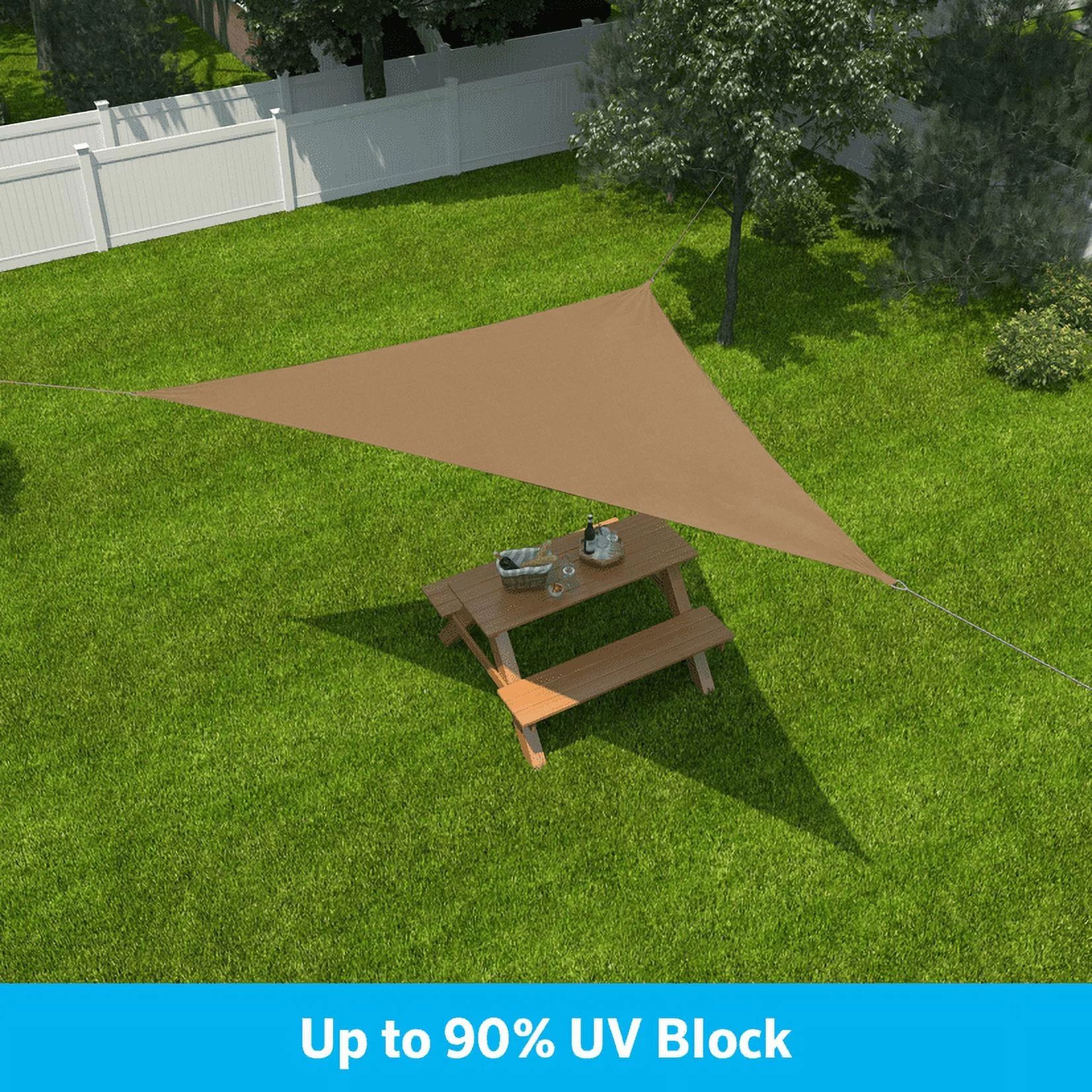 Coolaroo Ready to Hang Outdoor Sun Shade Sail Triangle 90% UV Block Protection for Backyard, Garden, Patio, Playground, 11'10