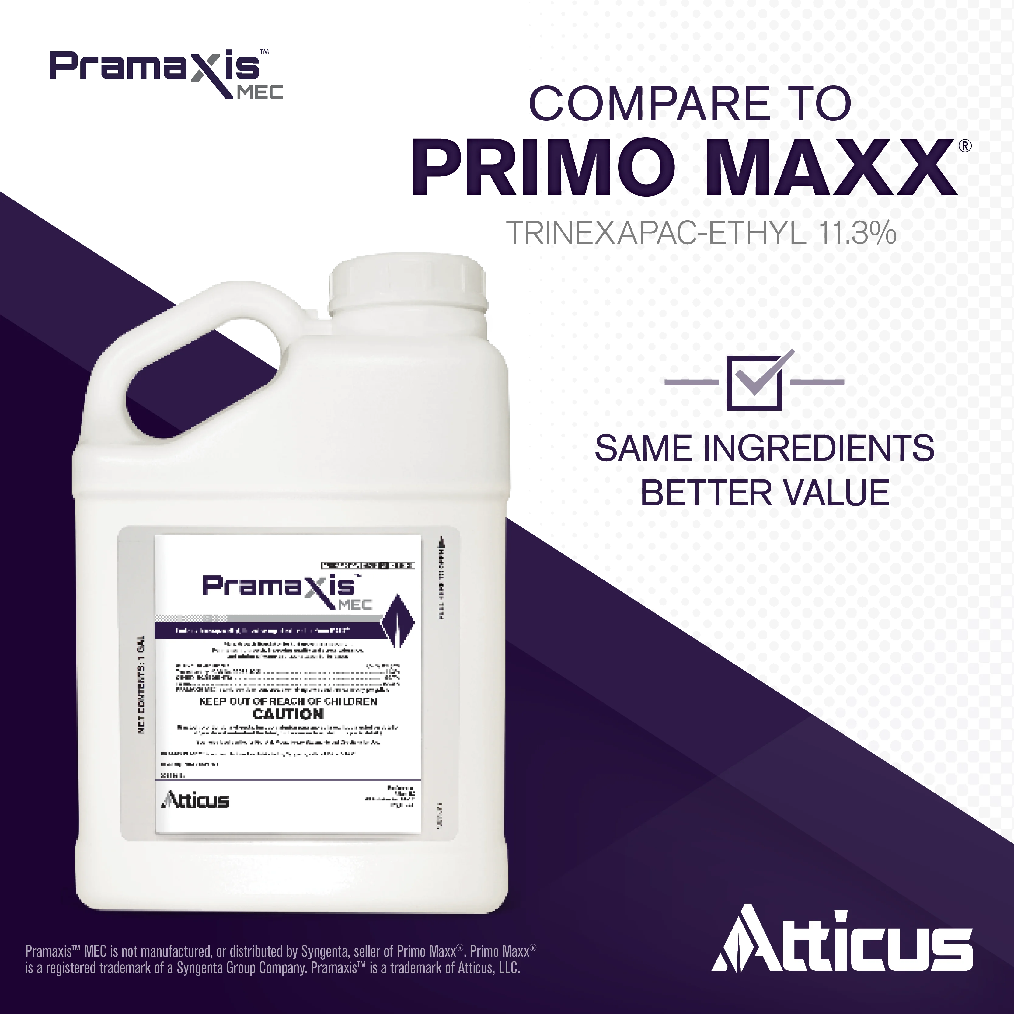 Pramaxis MEC Plant Growth Regulator (1 Gal) by Atticus – Compare to Primo Maxx – Growth Control of Turfgrasses - Trinexapac-Ethyl 11.3%