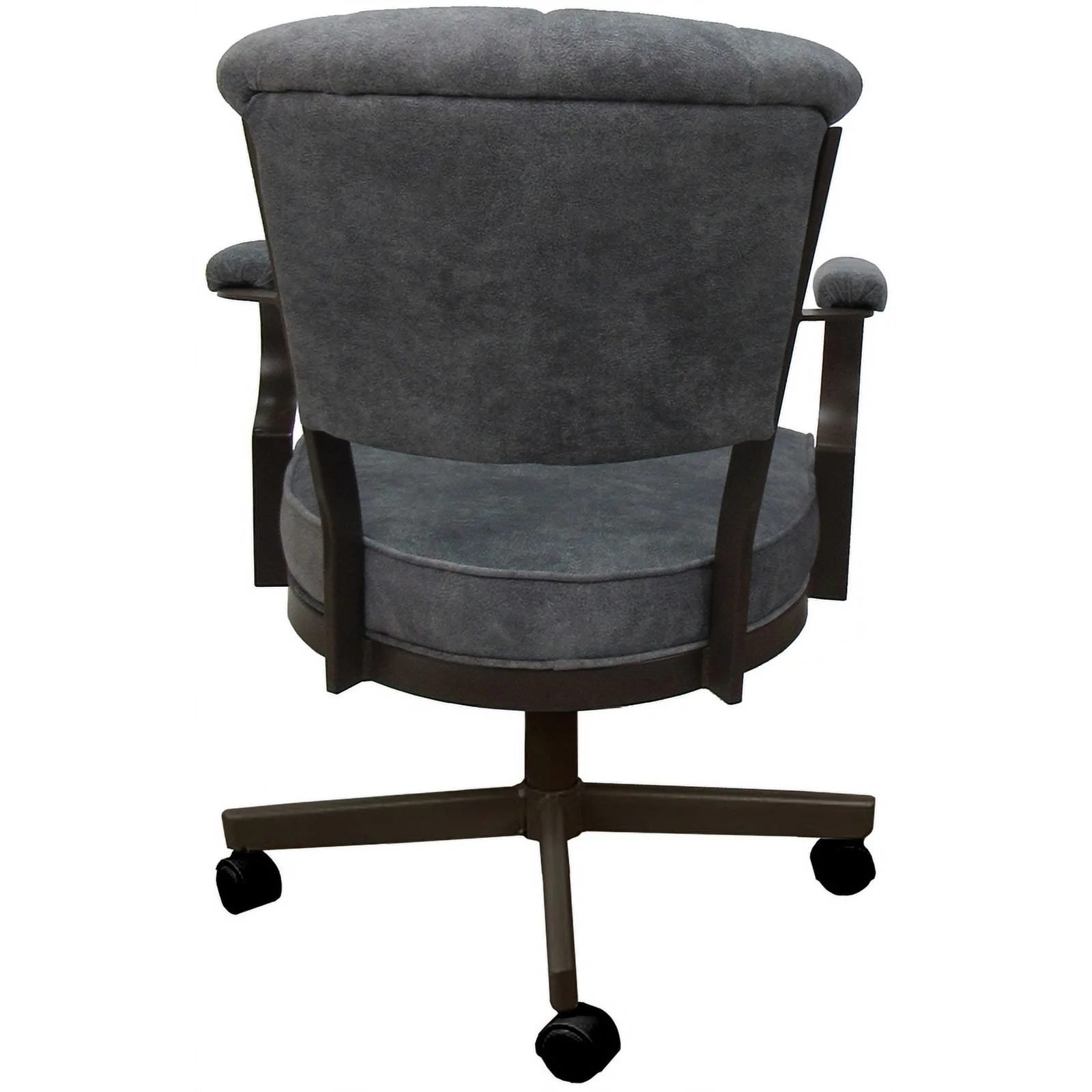 Miami Swivel Tilt Metal Caster Chair - Dark Gray Fabric - Brown Frame