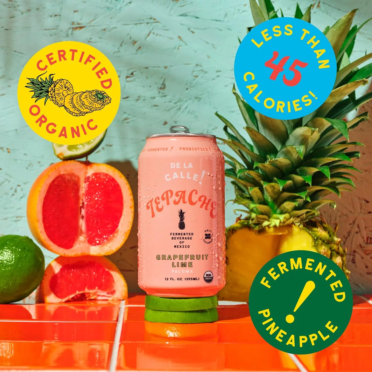 De La Calle Tepache, Grapefruit Lime, Modern Mexican Soda, 6 Pack