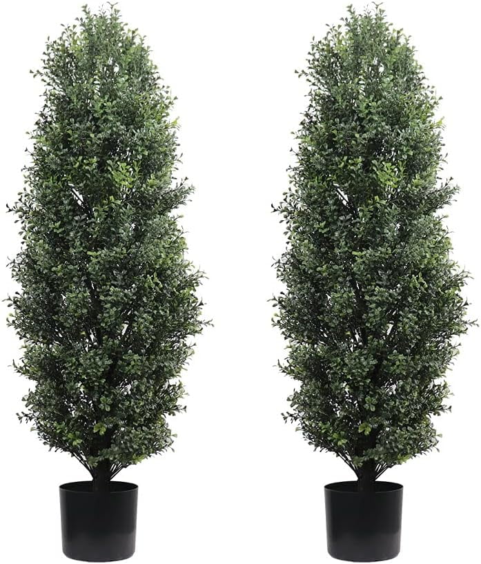 HYUN 40''T Artificial Cedar Outdoor Potted Topiary Greenery Home Set of 2