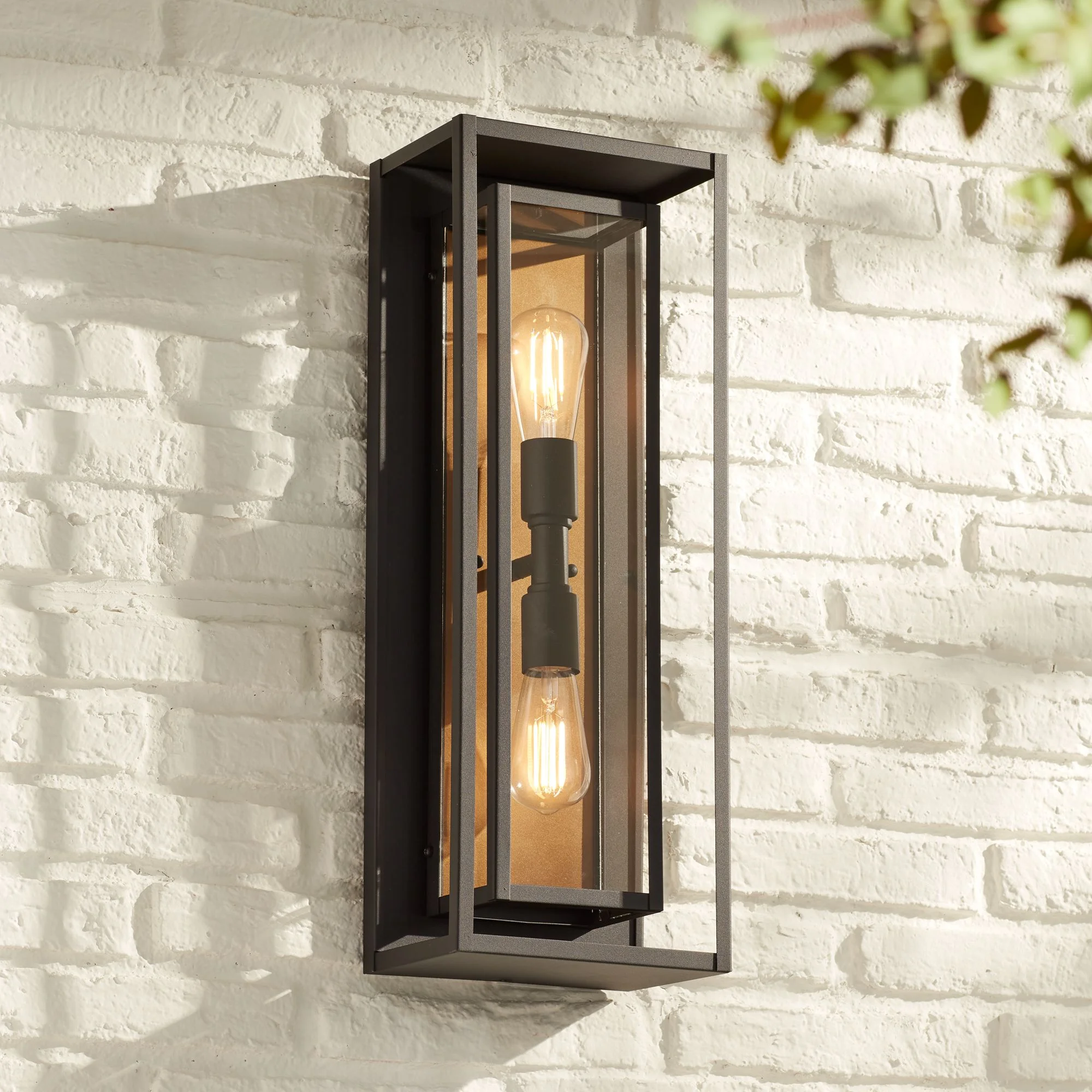 Possini Euro Design Metropolis Mid Century Modern Outdoor Wall Light Fixture Black Gold 22