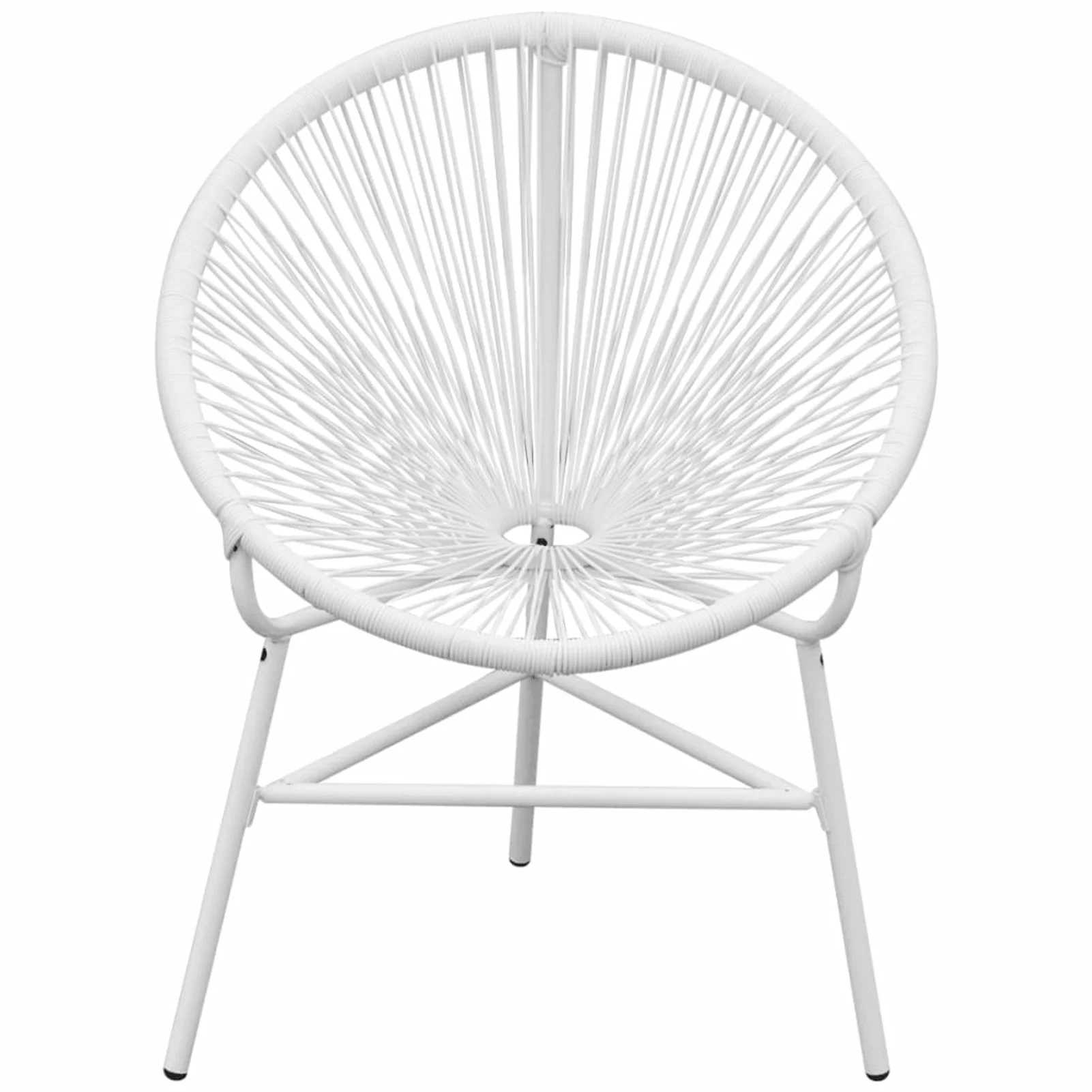 Dcenta Patio Moon Chair Poly Rattan Steel Frame Outdoor Lounge Chair White for Garden, Backyard, Poolside, Balcony, Outdoor Furniutre 27.2 x 26 x 34.2 Inches (W x D x H)
