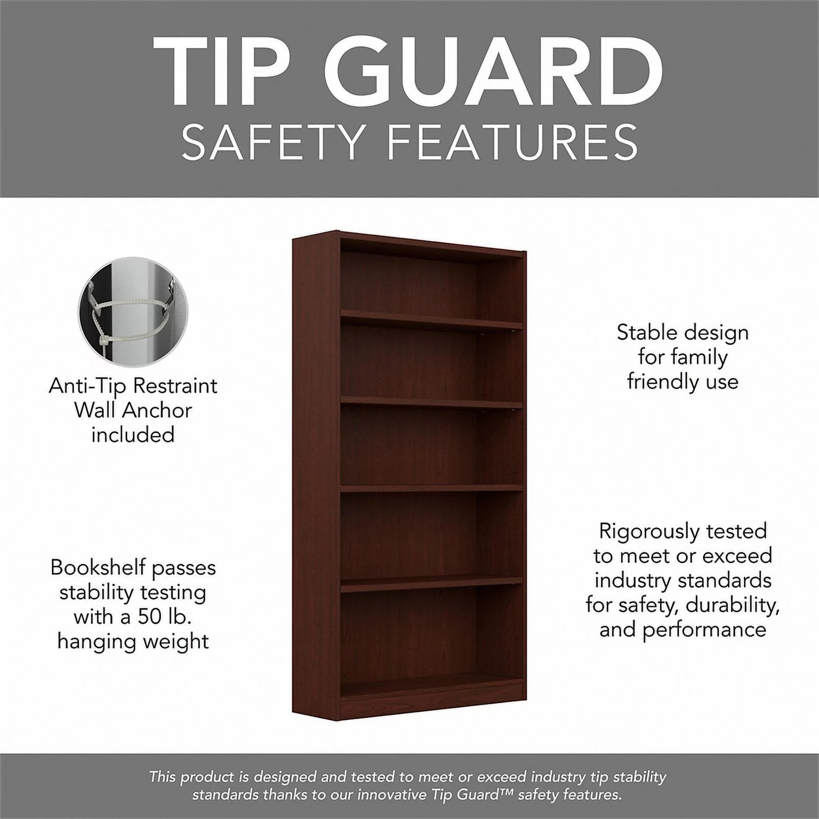 UrbanPro Furniture Universal 5 Shelf Bookcase in Vogue Cherry (Set of 2)