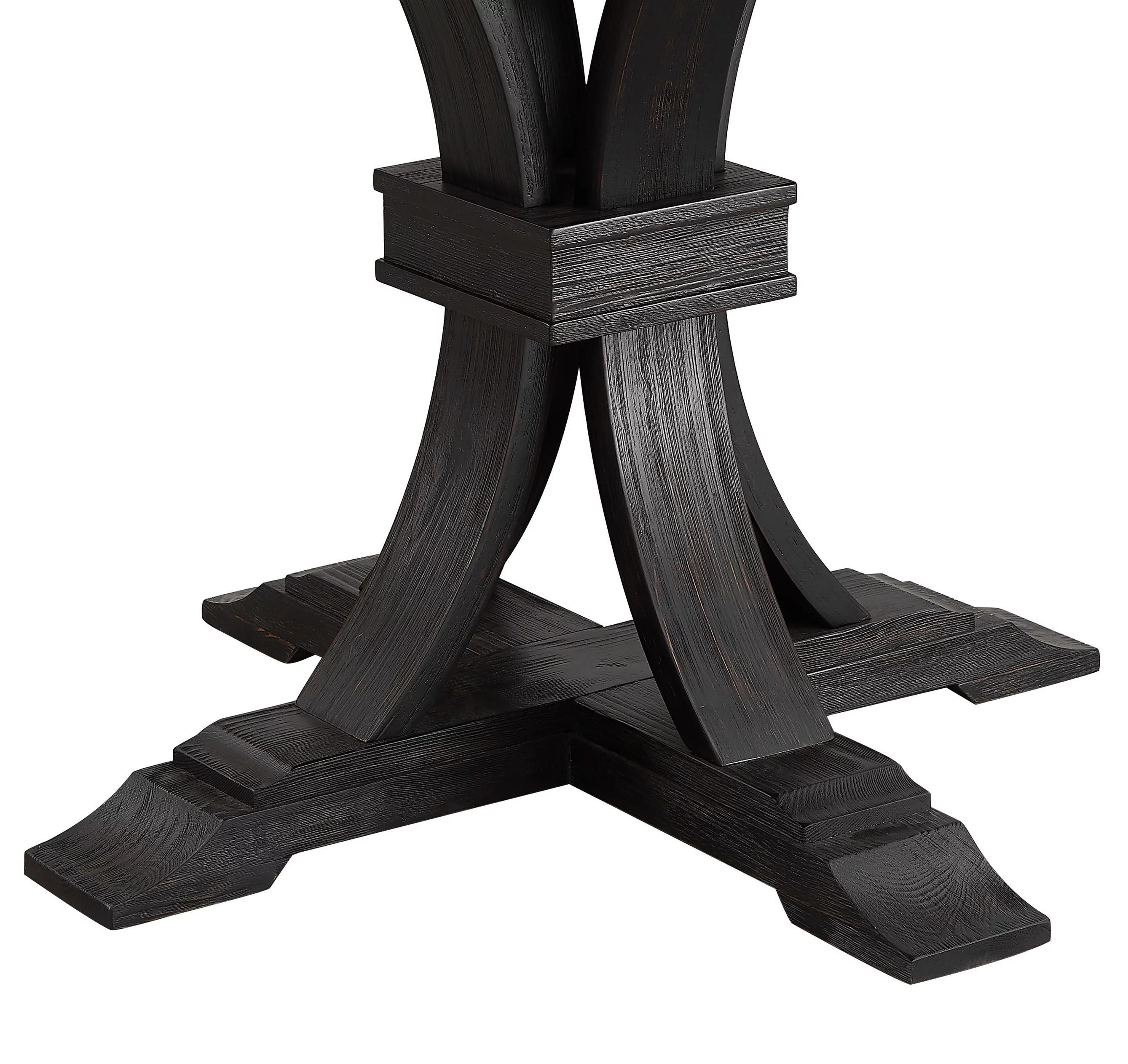 Roundhill Furniture Siena Distressed Black Finish Round Pedestal Dining Table