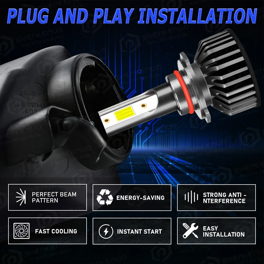 HMCYCI 6x For Kia Forte 2017-2018 LED 9005 H7 Headlight & H11 Fog Light Combo Bulbs Kit