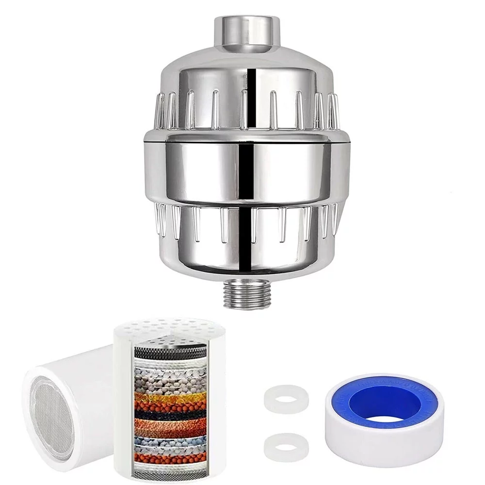 ACA 15 Stage Shower Head Water Filter Multi-Stage Filter Mediu Hard Water Softener With Replaceable Filter Cartridge