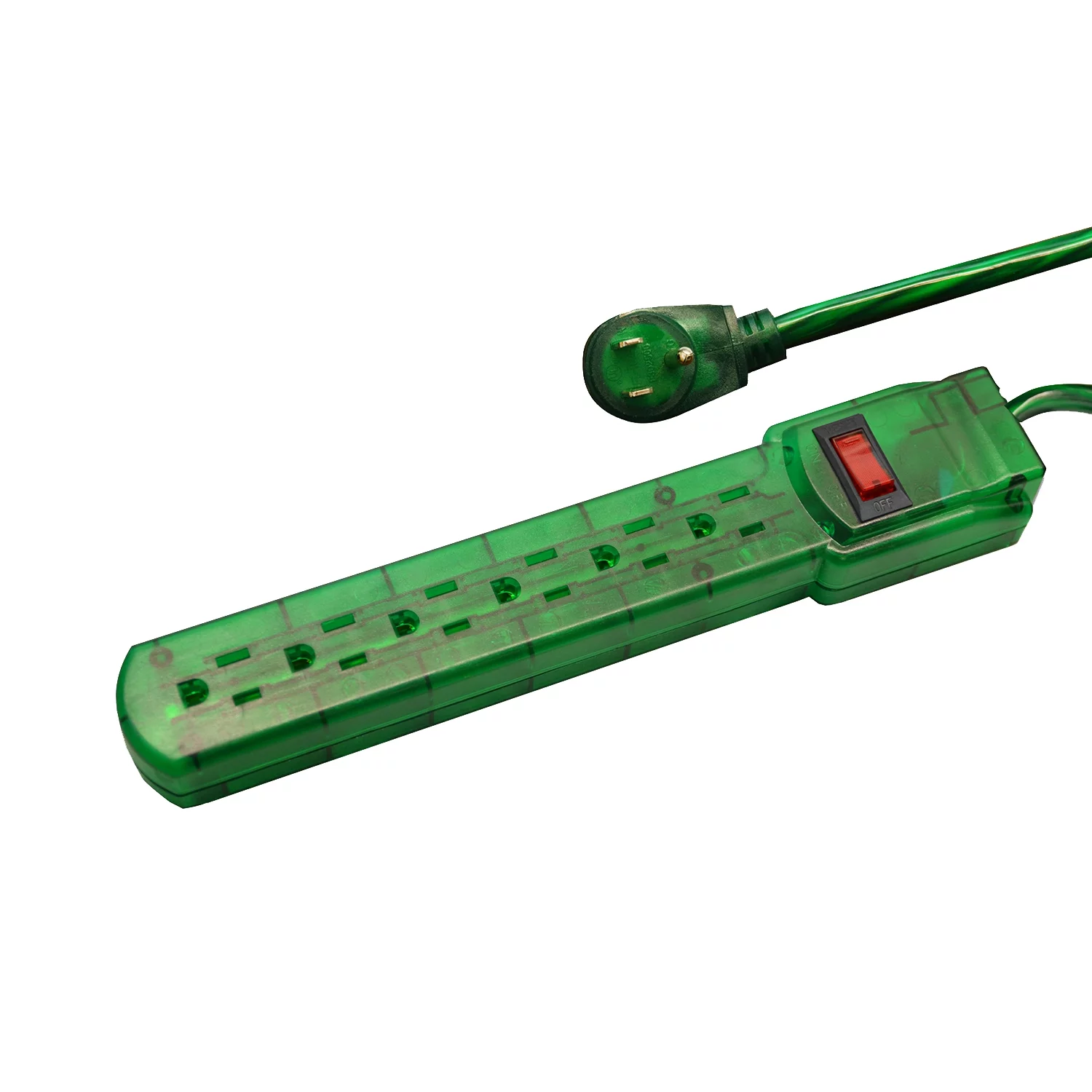 6 Outlet Translucent Designer Series Surge Protector - 160 Joules / 3ft Cord - Green