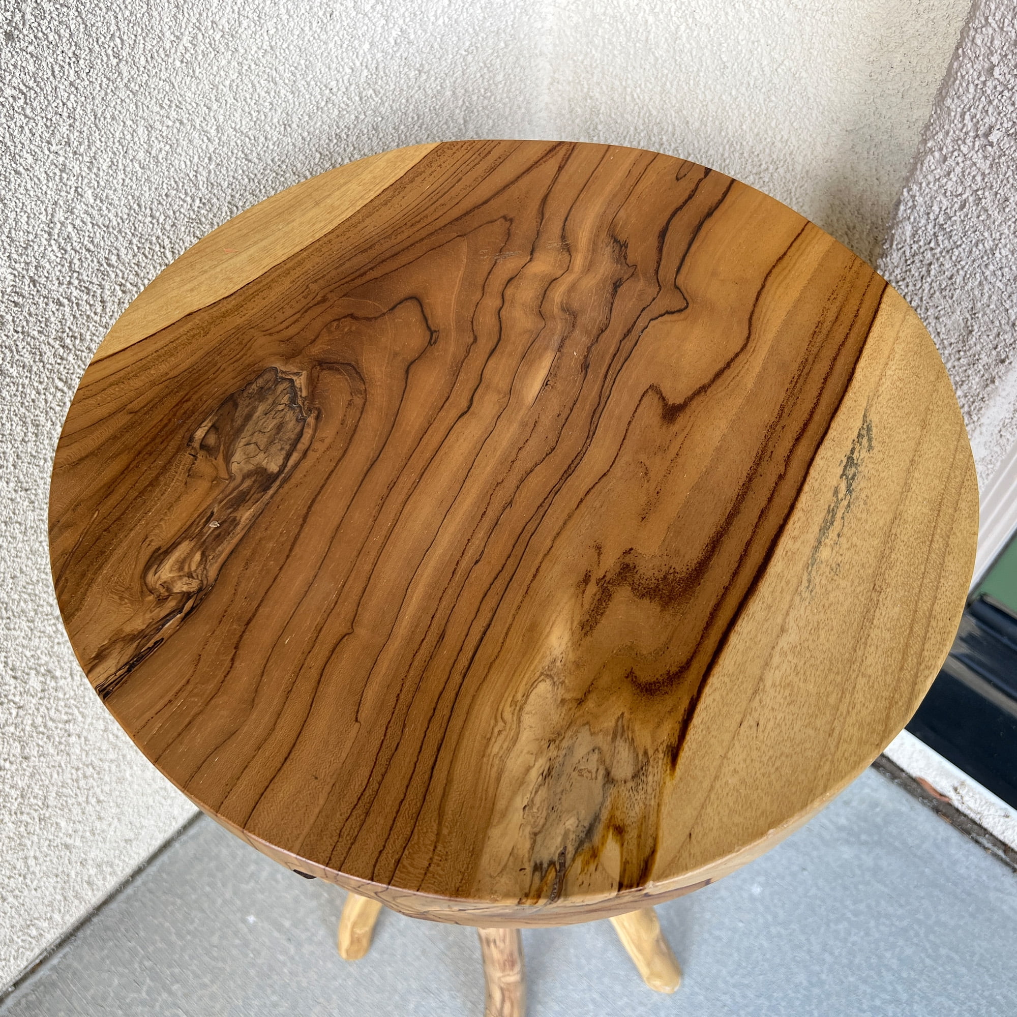 Greenage Natural Edge Teak Branch End Table, Live Edge Wood Side Table, Nightstand, Plant Stand, 15.7x15.7x17.7 inches