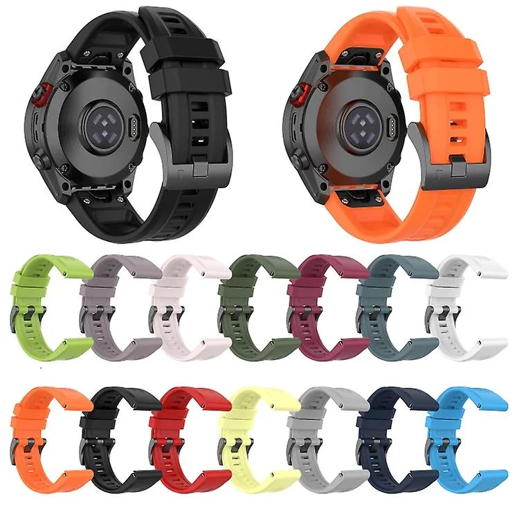 For Garmin Fenix 6 Pro 22mm Silicone Solid Color Watch Band