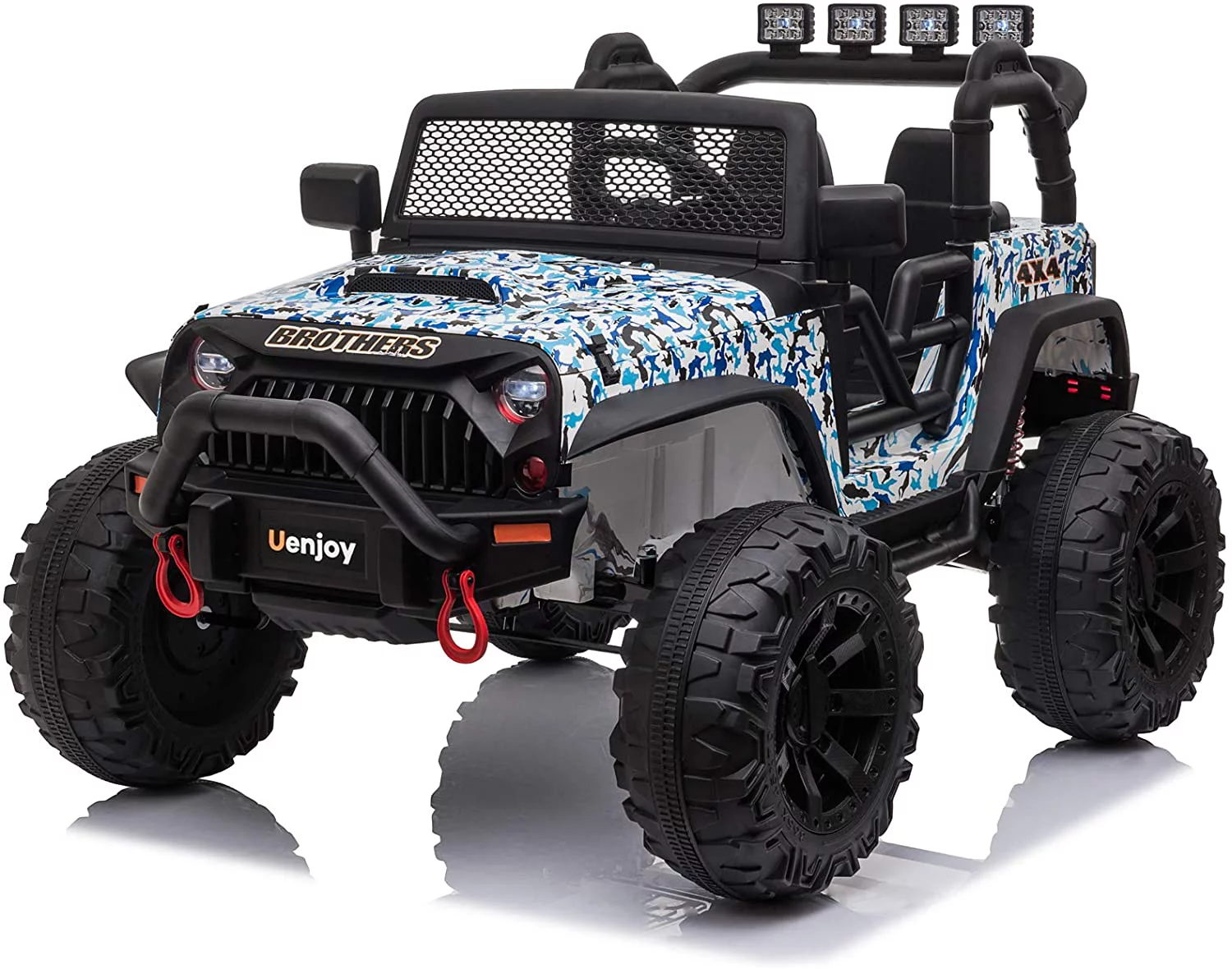 Uenjoy 12V Kids Ride on Toys Electric Battry-Powered Ride-On Truck Car RC Toy w/ Remote Control 2 Speed Camouflage Blue