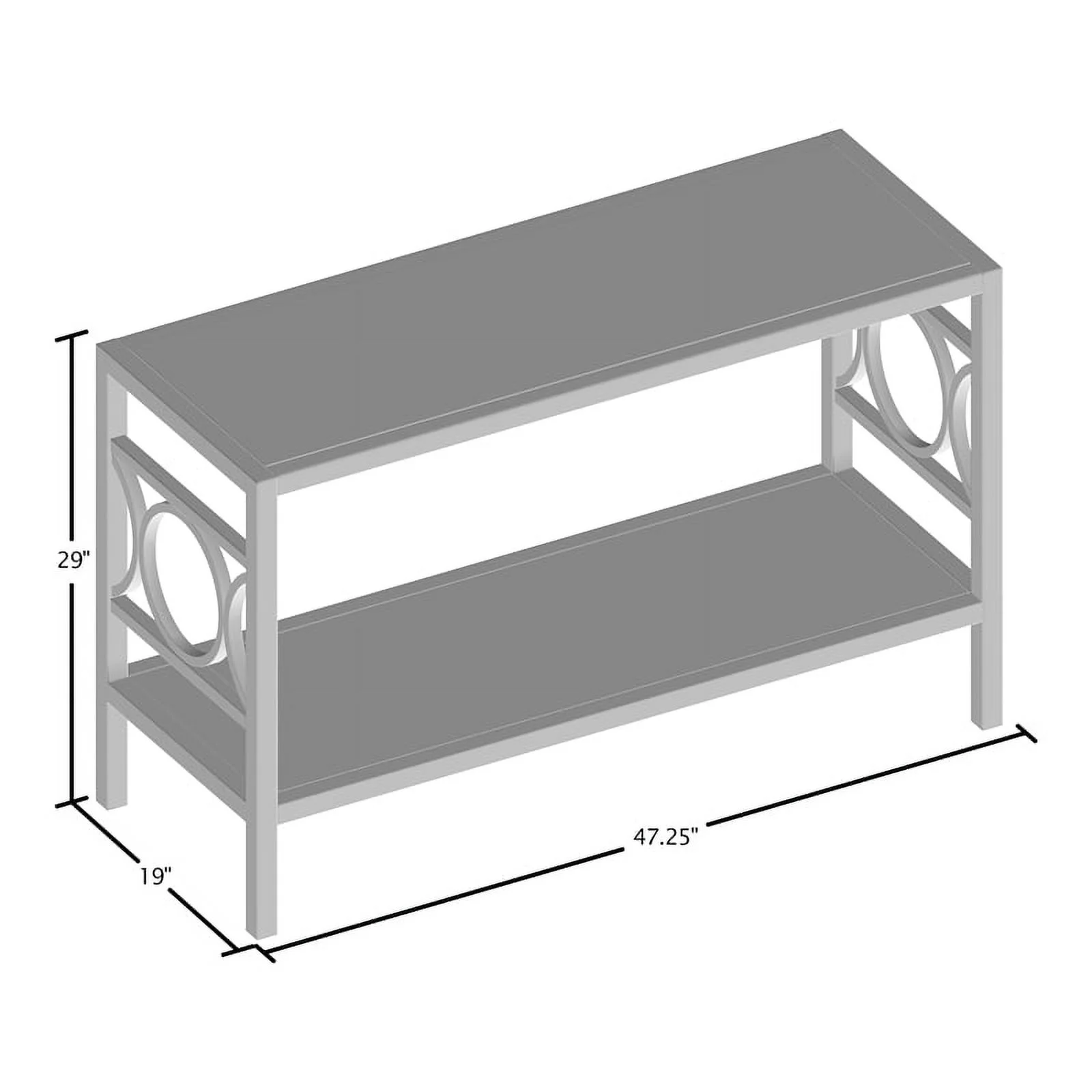 Furniture of America Beller Metal 1-Shelf Console Table in Silver Chrome
