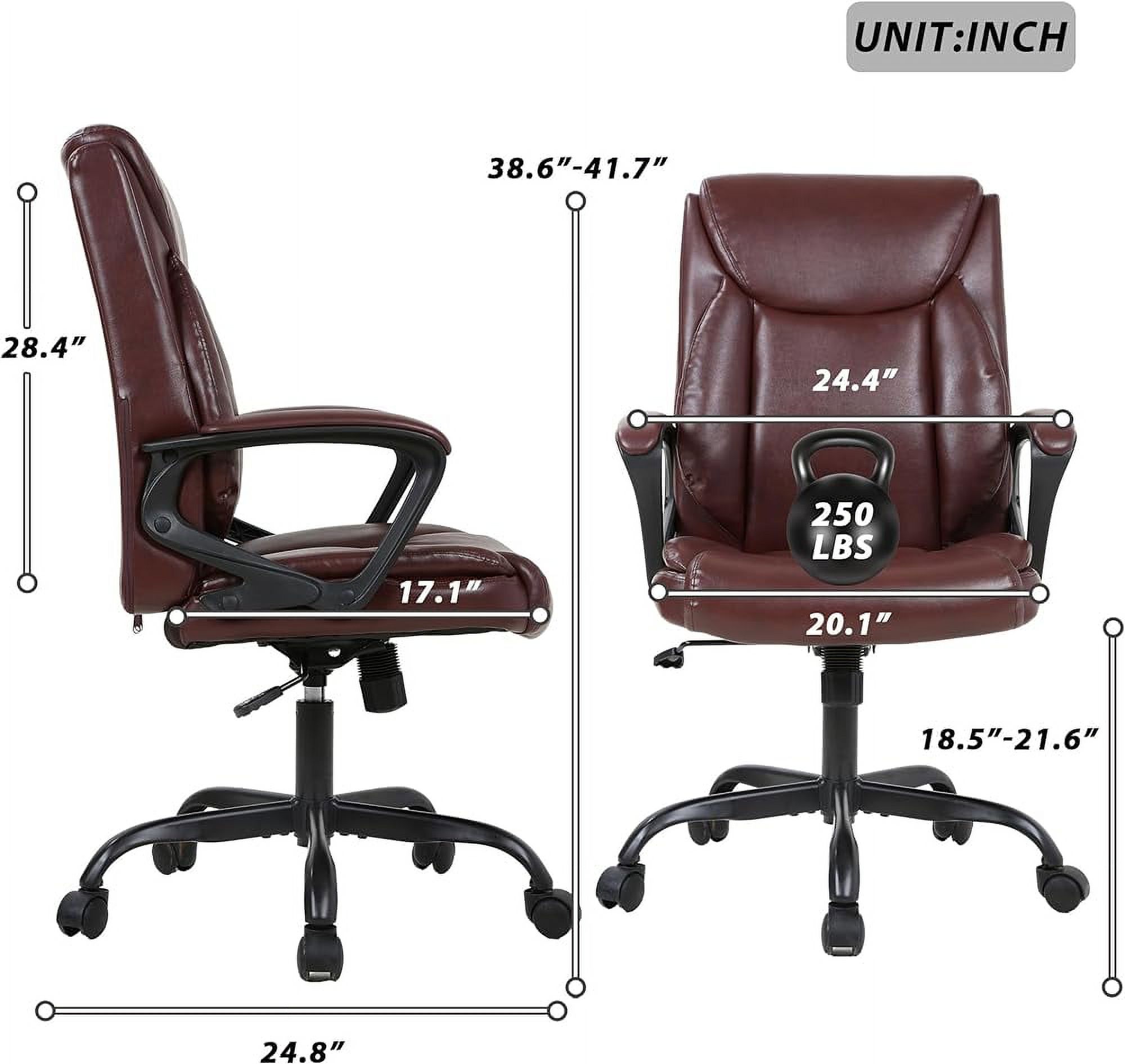 ZFGSUIJN Pu Leather Desk Chairs with Wheels and Arms  Executive Desk Chairs with High-Back Cushion  Ergonomic Office Chair Lumbar Support Comfy Office Chairs for Heavy People  Swivel Chai