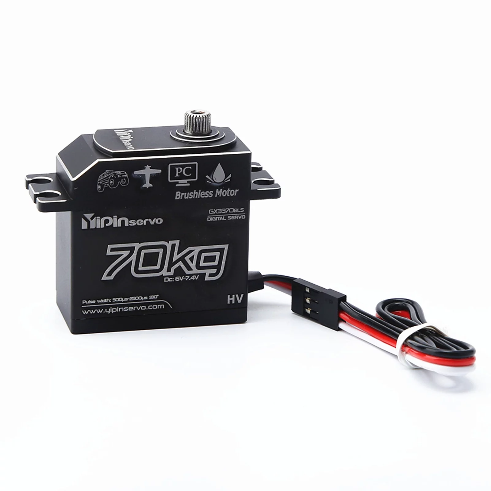 Moobody GX3370BLS 70KG Digital Servo IP67 Waterproof Steering Servo 180° Full Metal Body Stainless Steel Gear Brushless Motor Servo for 1/8 1/5  Car Crawler  Boat Airplane Helicopter Robot
