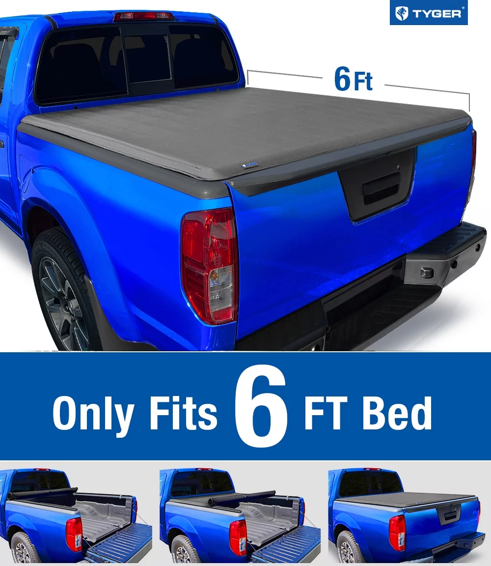Tyger Auto T1 Soft Roll-up Truck Bed Tonneau Cover Compatible with 2005-2021 Nissan Frontier; 2009-2012 Suzuki Equator | 6' (73