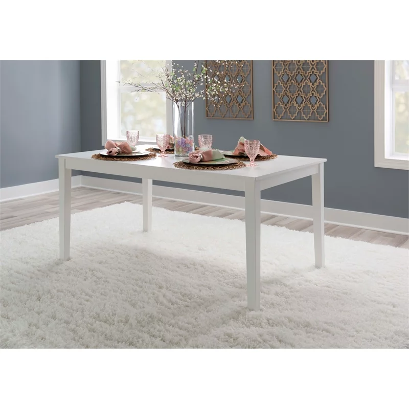 Linon Brit Wood Rectangle Dining Table with Glossy Lacquer Coating in White