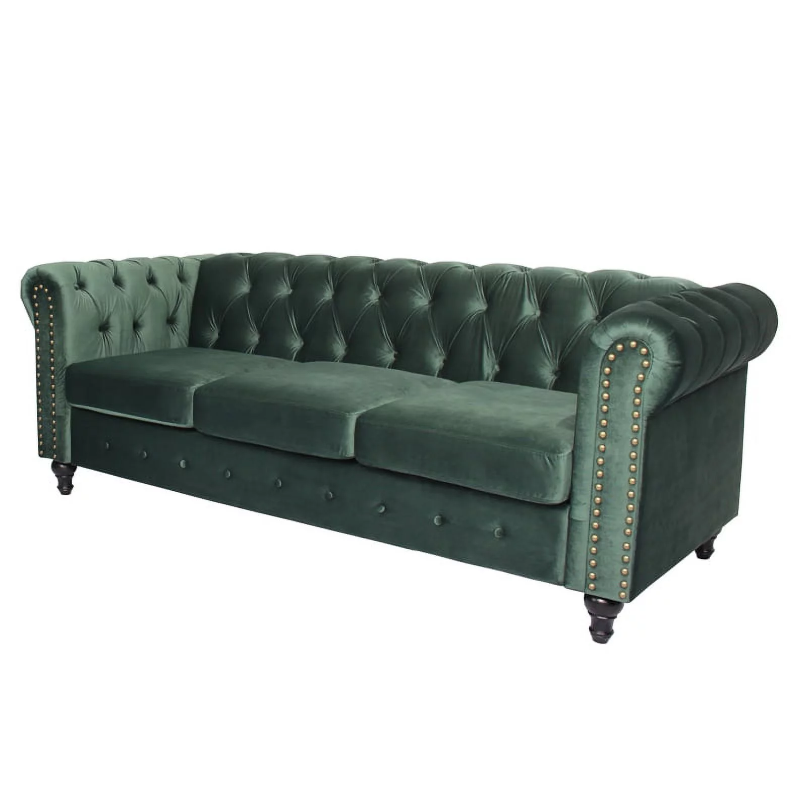 Home Square 3 Piece Set with Velvet Living Room Sofa Loveseat & Chair in Green