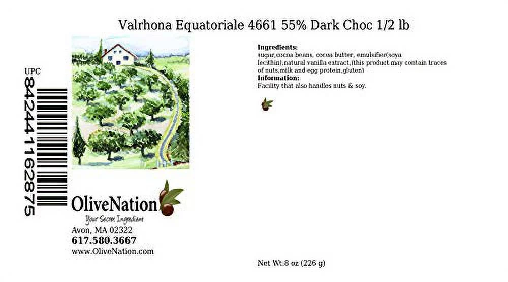 valrhona equatoriale 4661 55% dark semi sweet chocolate callets from for baking & enrobing - 1/2 lb