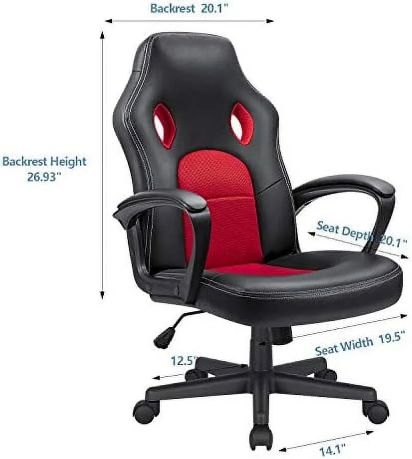 RSJIWOGZ Office Gaming Chair Leather Computer Chairs High Back Ergonomic Adjustable Racing Game Desk Chair Executive Conference Chair ()