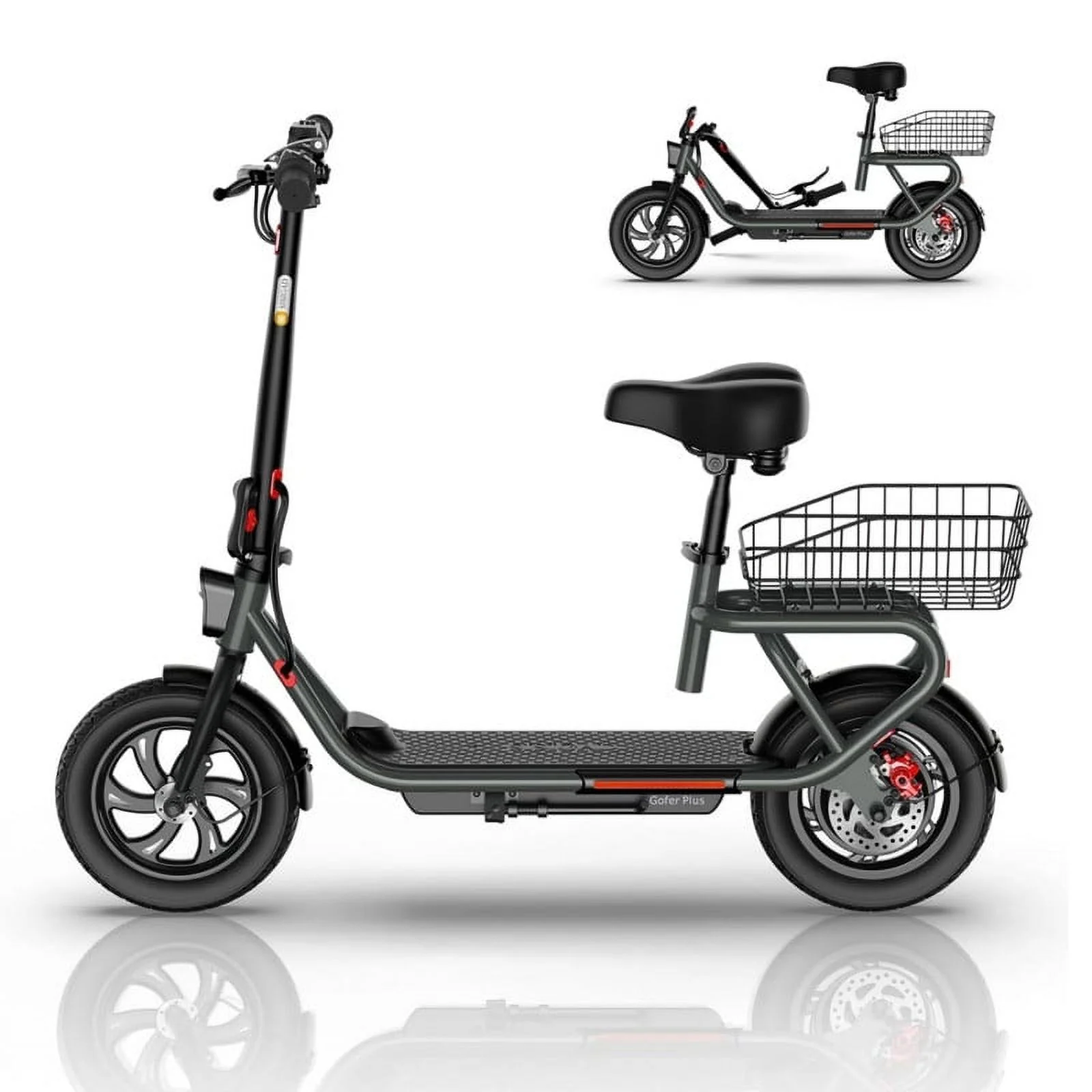 SISIGAD Electric Scooter with Seat for Adults, Peak 500W Motor, 12
