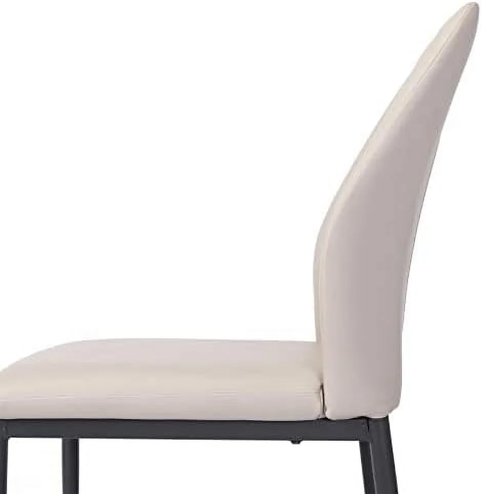 TJUNBOLIFE Dining Chair PU Leather Living Room Chair Modern Kitchen Armless Side Chair with Metal Legs (Beige  )