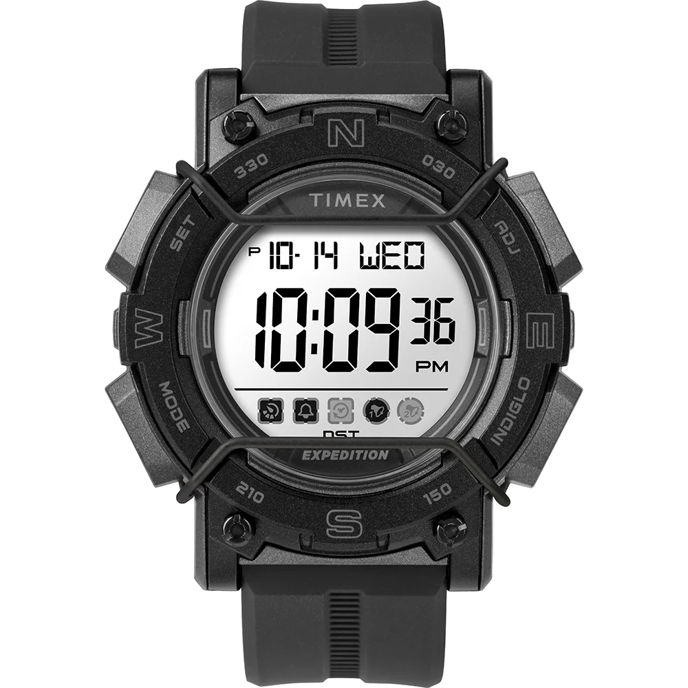 Timex Men's Expedition Digital CAT World Time 47mm Black/White Resin Strap Watch