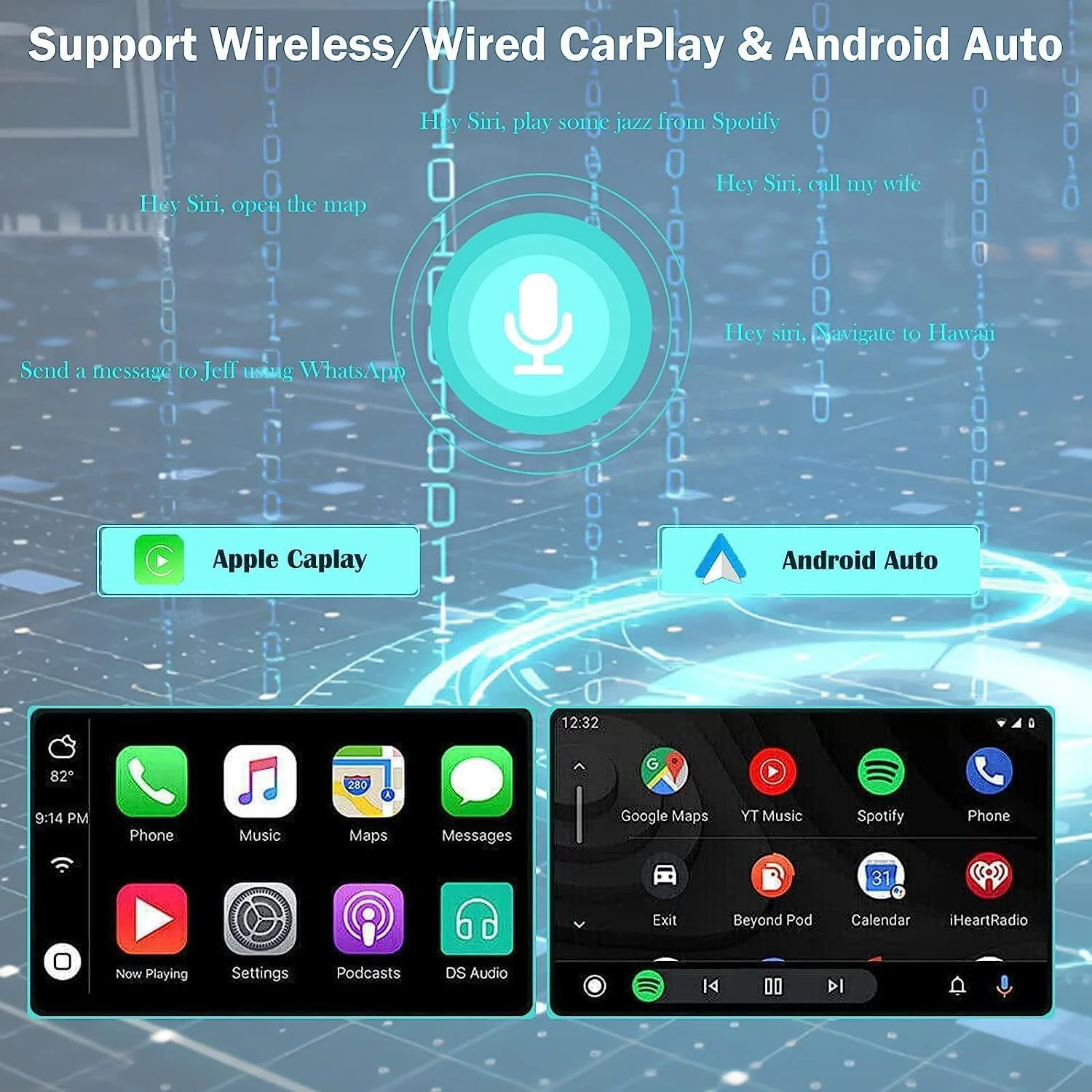 THONZER 9 inch Car Stereo Radio w/Carplay Android Auto for Mazda RX-8 2003-2008 Double Din Android 13.0 Touch Screen Car Audio Receiver w/WiFi GPS Navigation Bluetooth AHD Backup Camera Mic - 2+32G