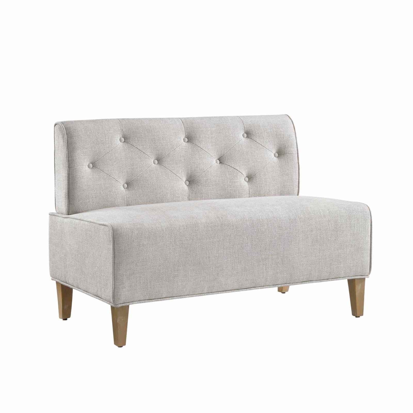 Powell Adler Upholstered Nook Bench - Natural with Light Gray Fabric