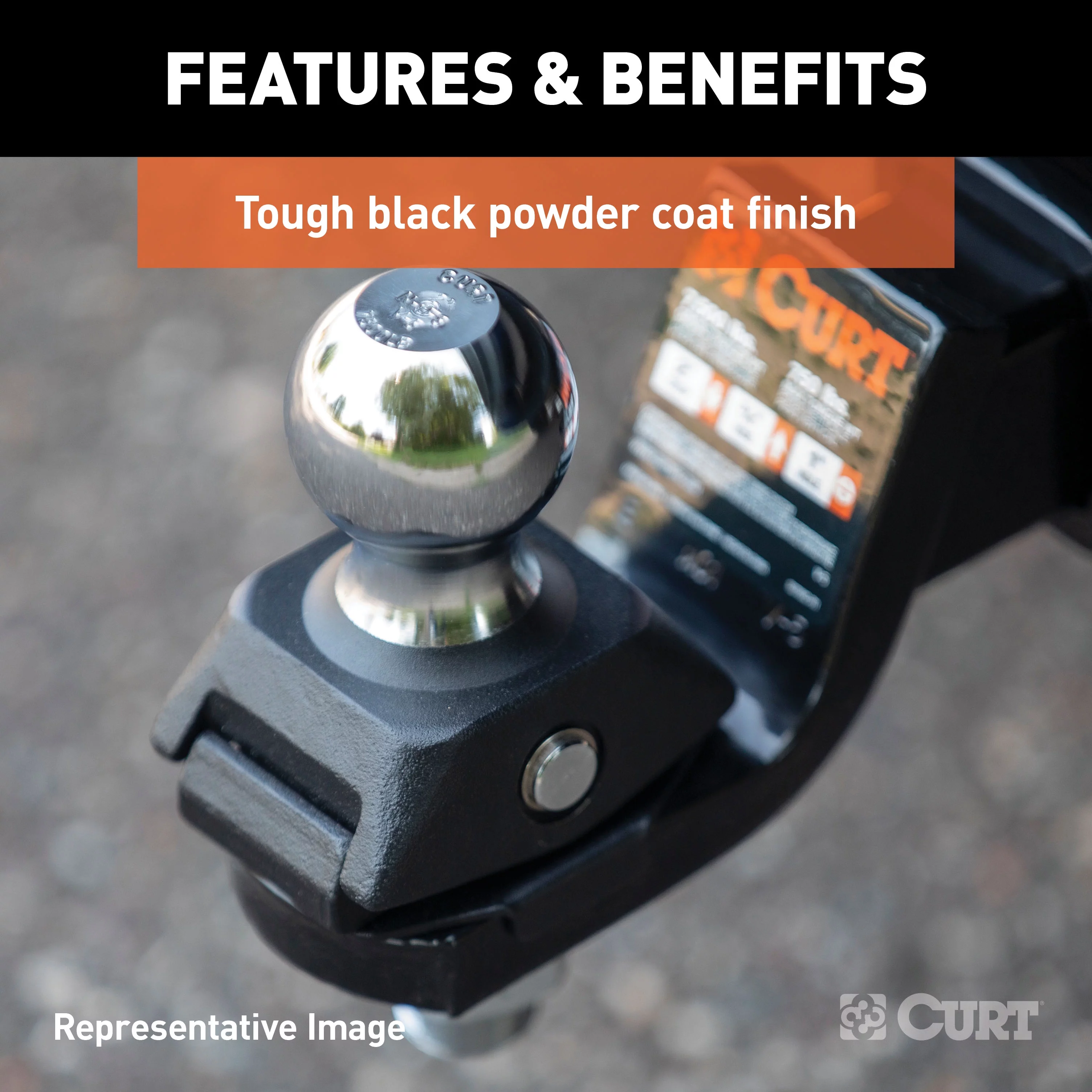 CURT 45144 RockerBall Cushion Hitch Ball Mount, 7,500 lbs 2-Inch Diameter, 2-In Shank, 5