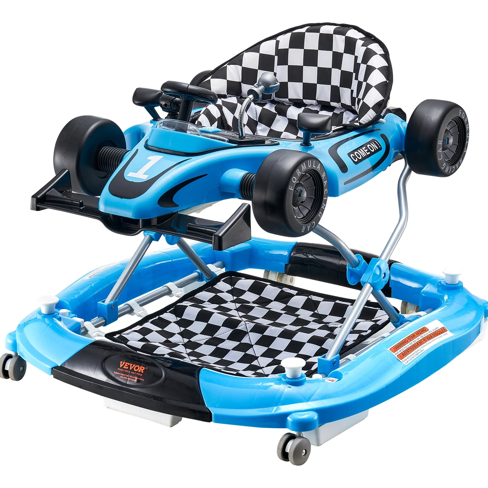 SKYSHALO Baby Walker 4 in 1, Foldable Height Adjustable Baby Walker with Wheels, Infant Toddler Walker with Foot Pads, Anti-Fall Baby Walkers and Activity Center for Boys and Girls 6-24 Months