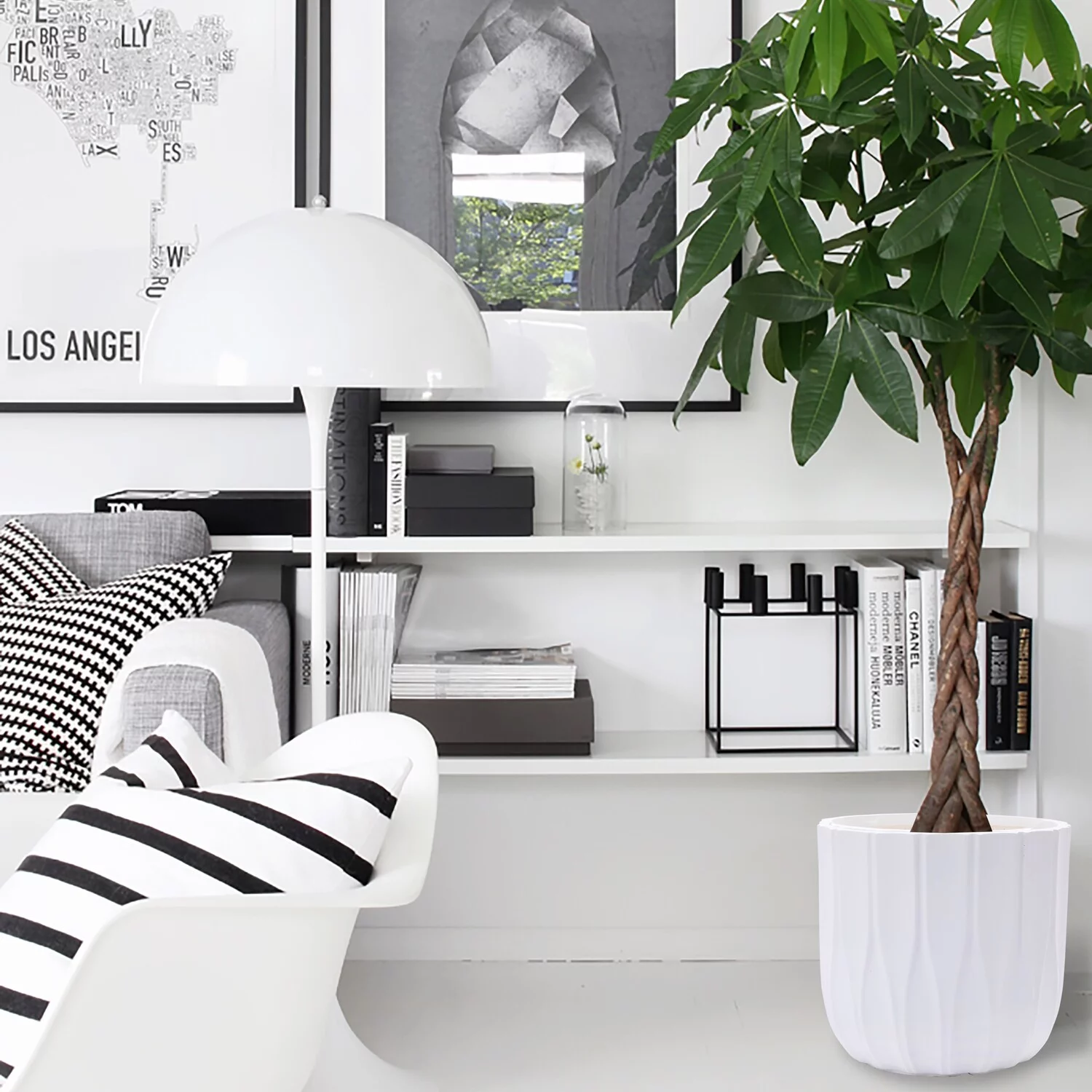 LuxenHome White MgO 14.5-in Round Planter