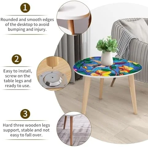 HYHBIBOOM Small Coffee Nesting  Abstract Stained Glass Mosaic Triangle End  Center   Modern   Room Bedroom Balcony