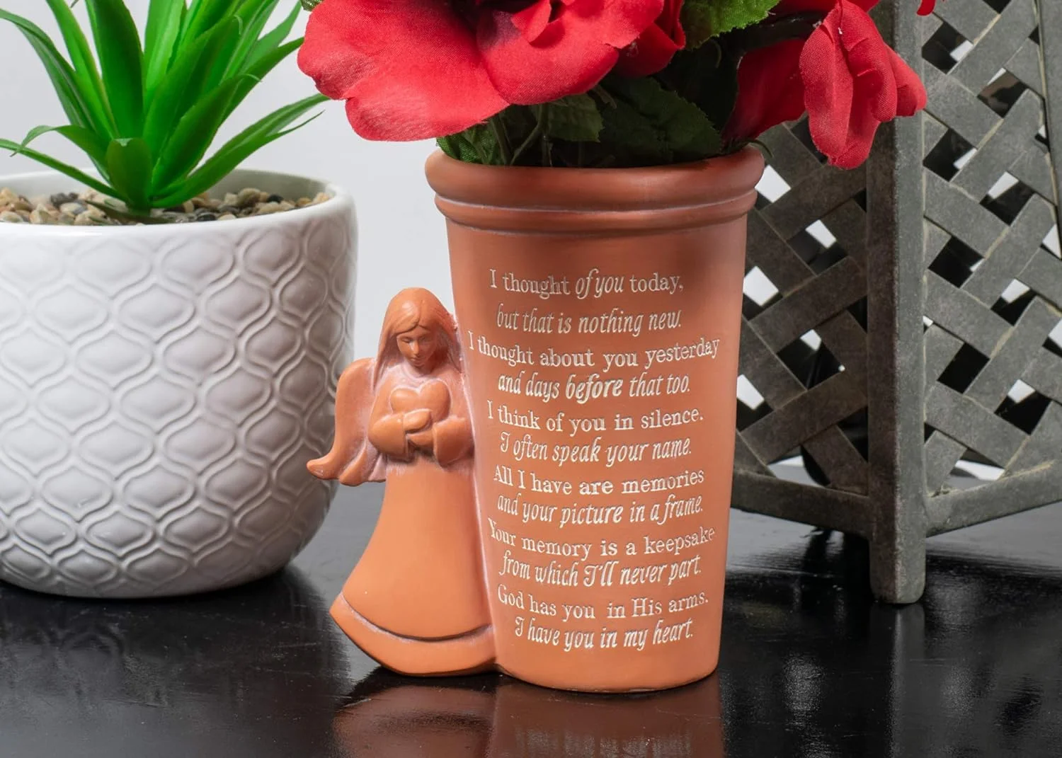 Thought Of You Burnt Orange Angel 4.25 x 5 Resin Decorative Outdoor Standing Planter Pot