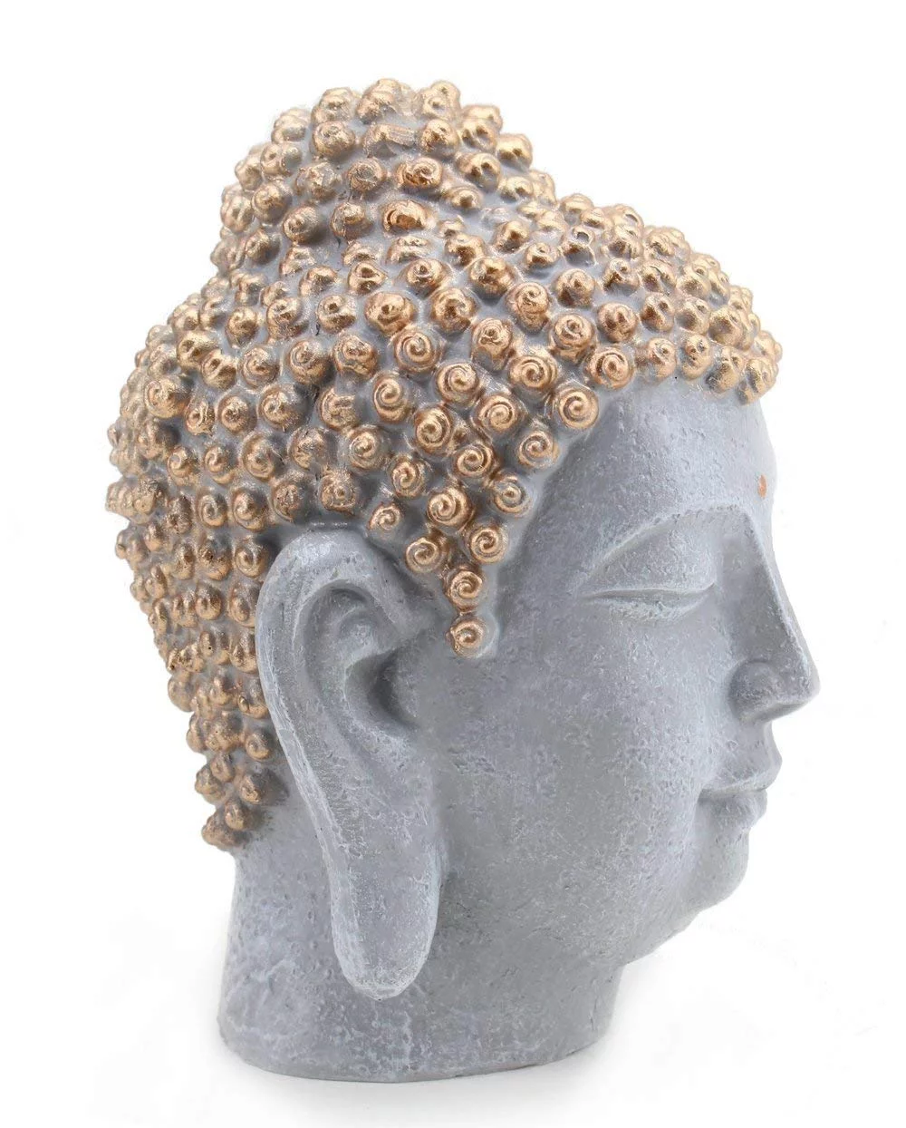 Smiling Meditating Buddha Shakyamuni Head Statue 7.5