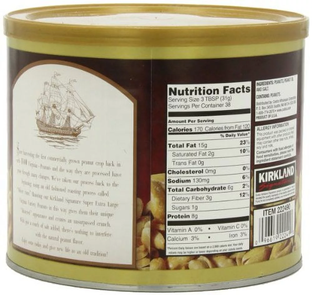 Kirkland Signature Super XL VA Peanuts, 40 Ounce, Light Brown