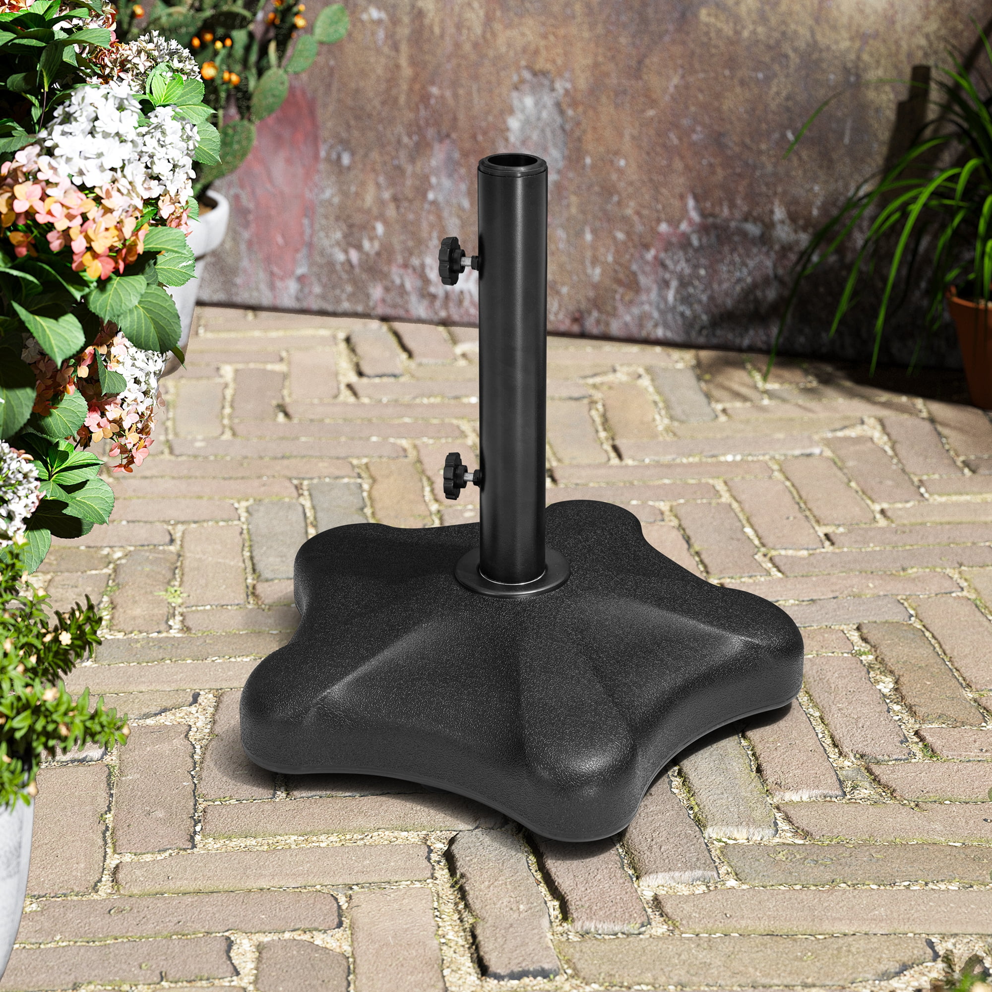 Crestlive Products 42lbs Pentagonal Cement Patio Market Umbrella Stand Black