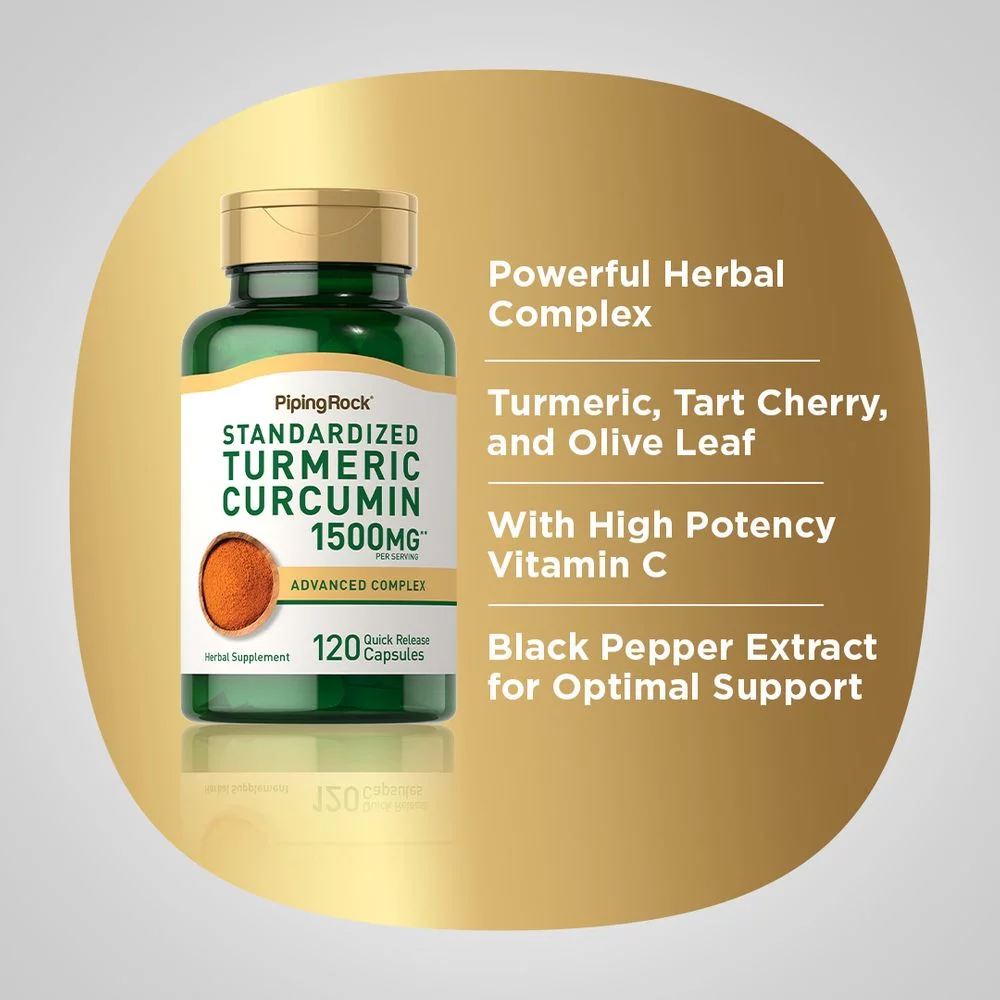 Turmeric Curcumin with Black Pepper 1500mg | 120 Capsules | Advanced Complex Supplement | Non-GMO, Gluten Free | By Piping Rock