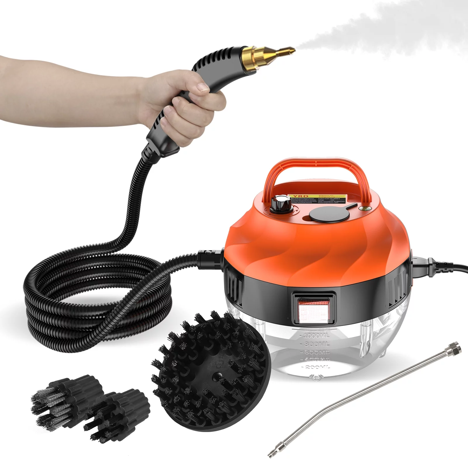 2500W Portable Handheld Steam Cleaner High Temperature Pressurized Steam Cleaning Machine with Brush Heads for Kitchen Furniture Bathroom Car
