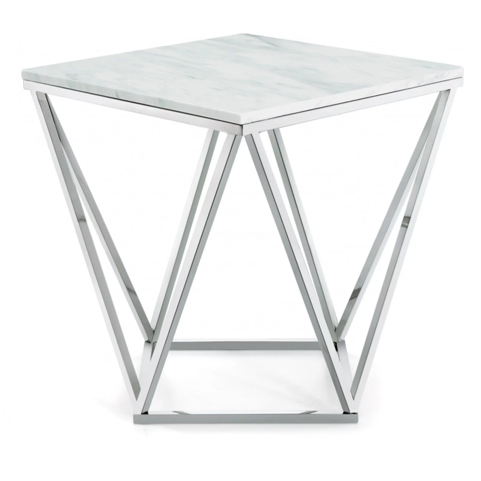 Meridian Furniture Skyler Genuine Marble End Table in Chrome