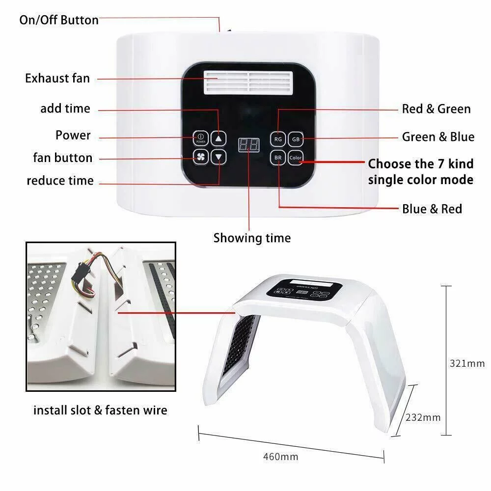 7 Color LED Light Therapy PDT Skin Rejuvenation Anti-aging Facial Beauty Machine