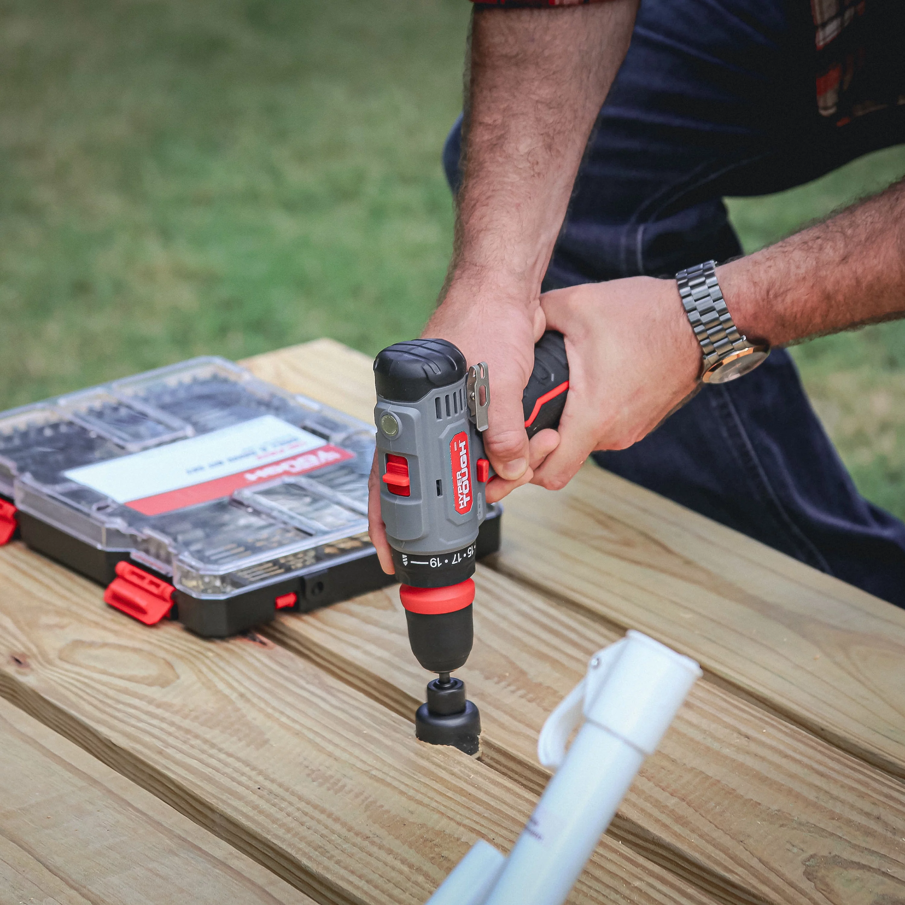 Hyper Tough 12V Max Lithium-Ion 3-in-1 Multi-Head Power Drill Set with 1.5Ah Battery and Charger, 80003