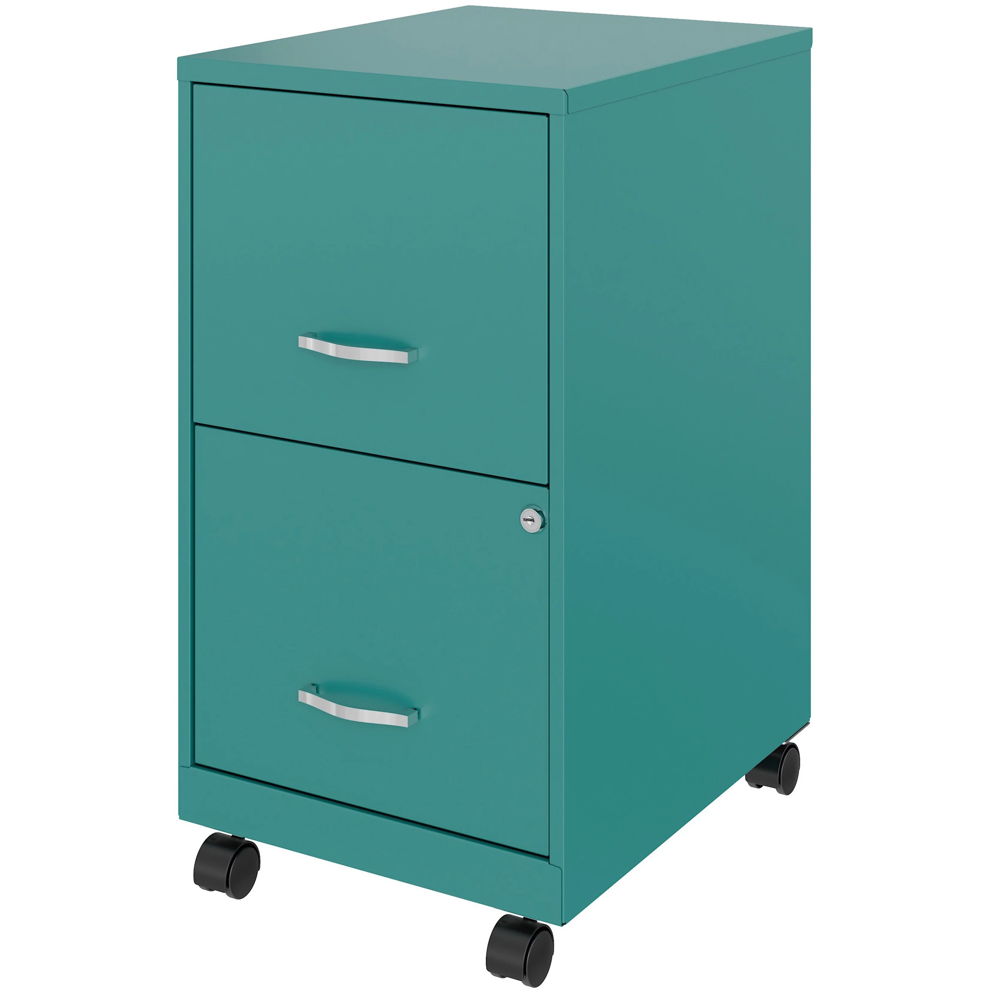 Lorell LLR00061TL Soho 2 Draw Mobile File Cabinet, Teal