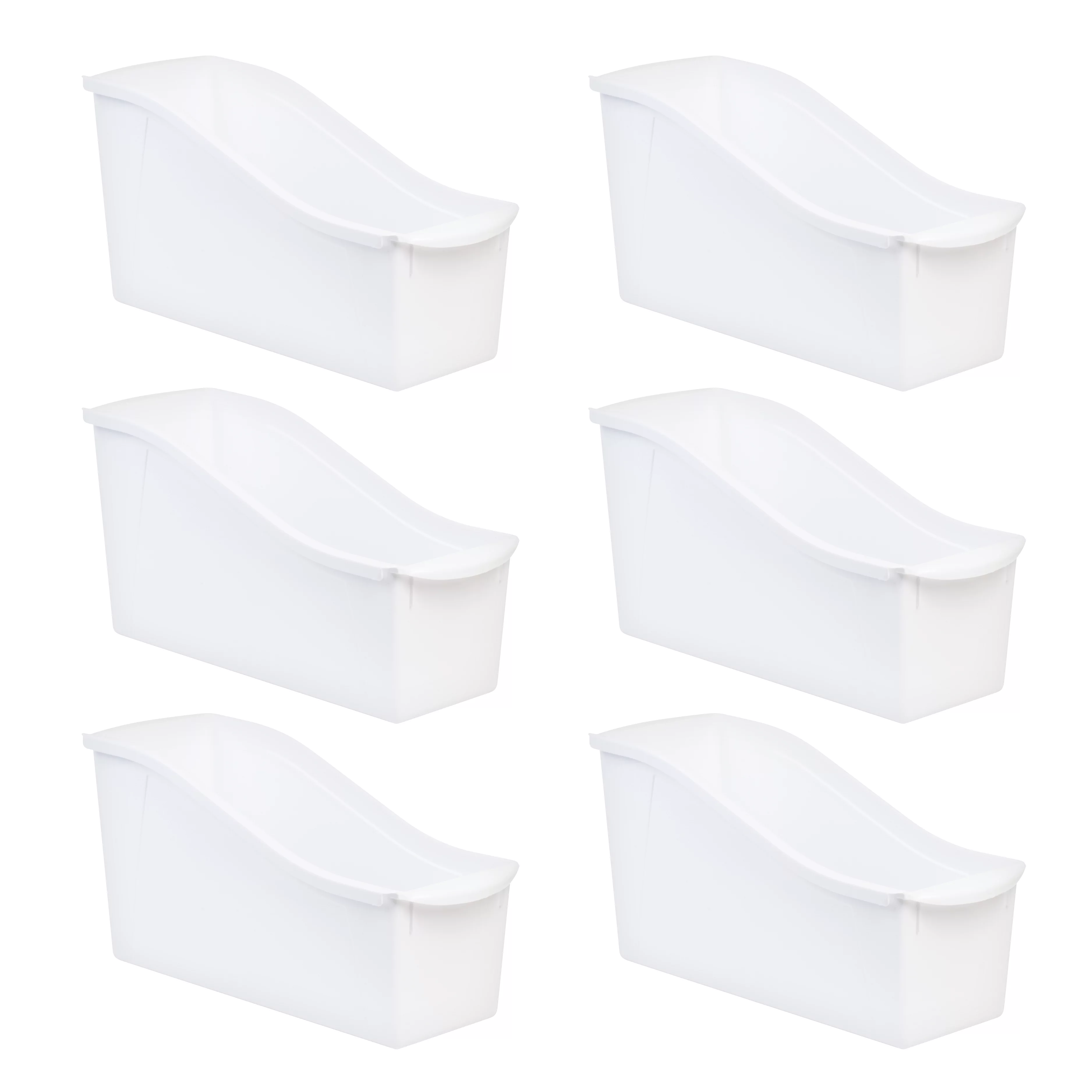 Pen+Gear Plastic Desktop Book Organizer Bin, Arctic White, 6-Pack