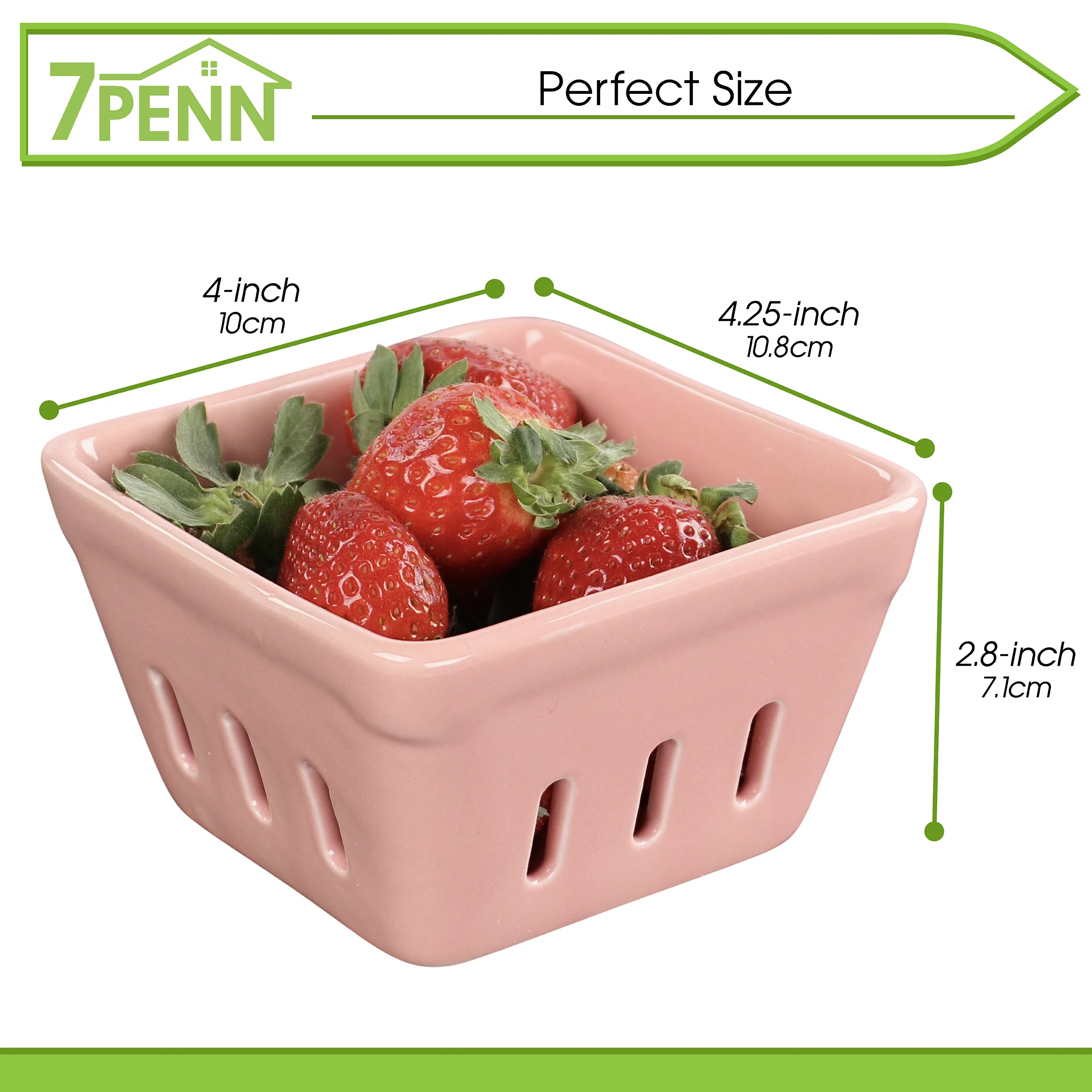 7Penn Ceramic Fruit Basket for Serving and Storing Produce - Berry Colander 4pk