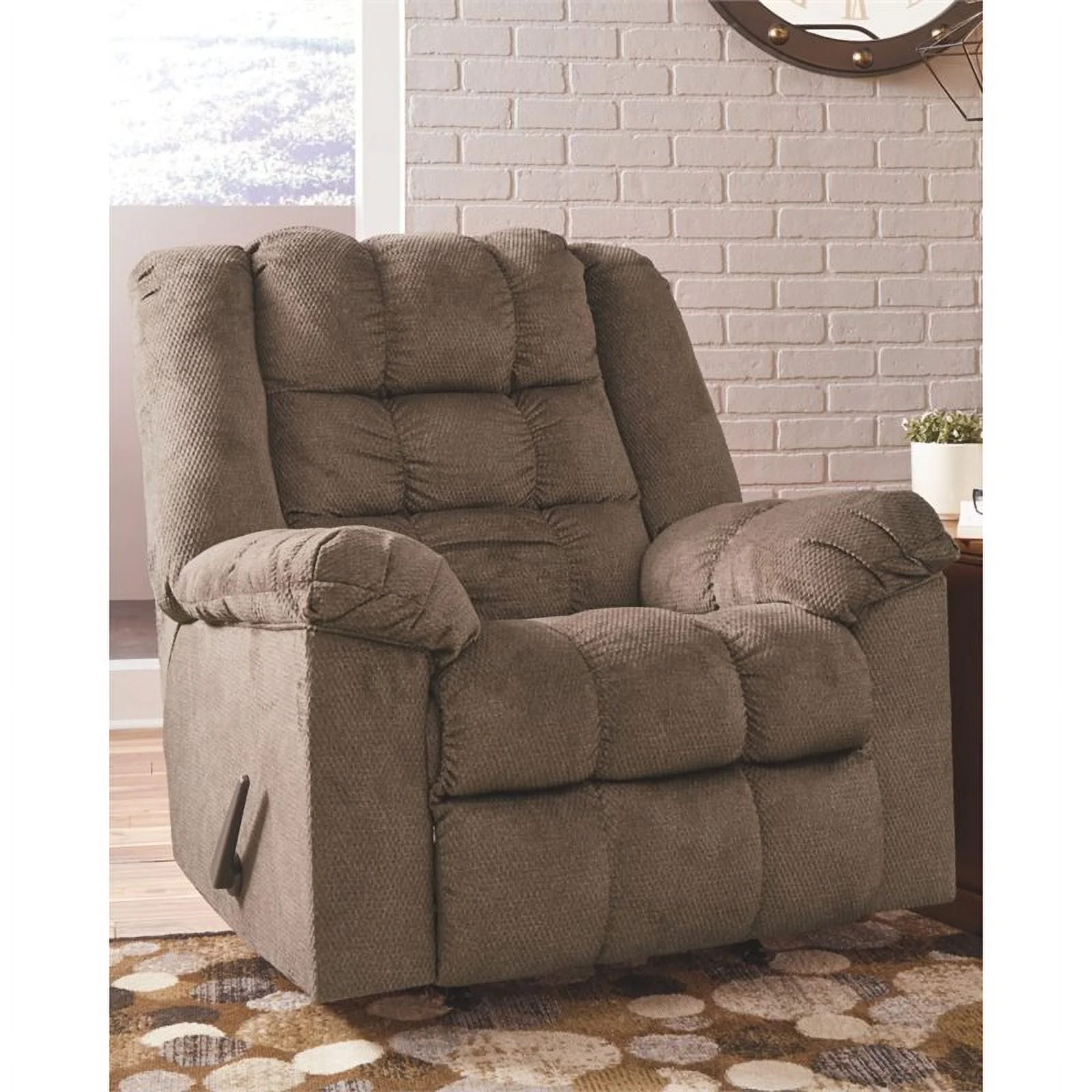 Bowery Hill Contemporary Polyester Upholstered Rocker Recliner in Autumn Finish