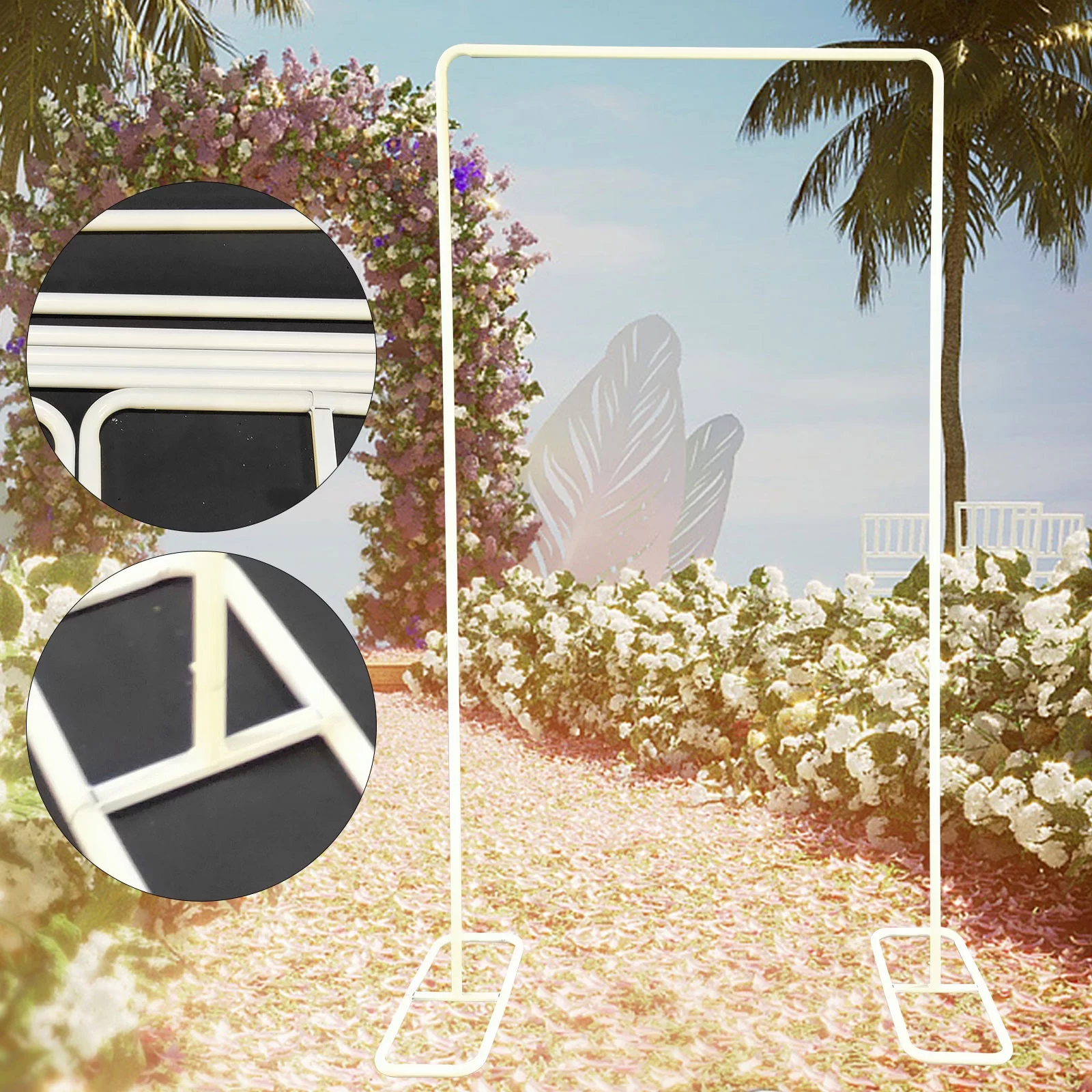 ANQIDI White Square Wedding Arch, Metal Backdrop Stand Garden Arch Flower Rack w/Base for Ceremony Party (H78.74